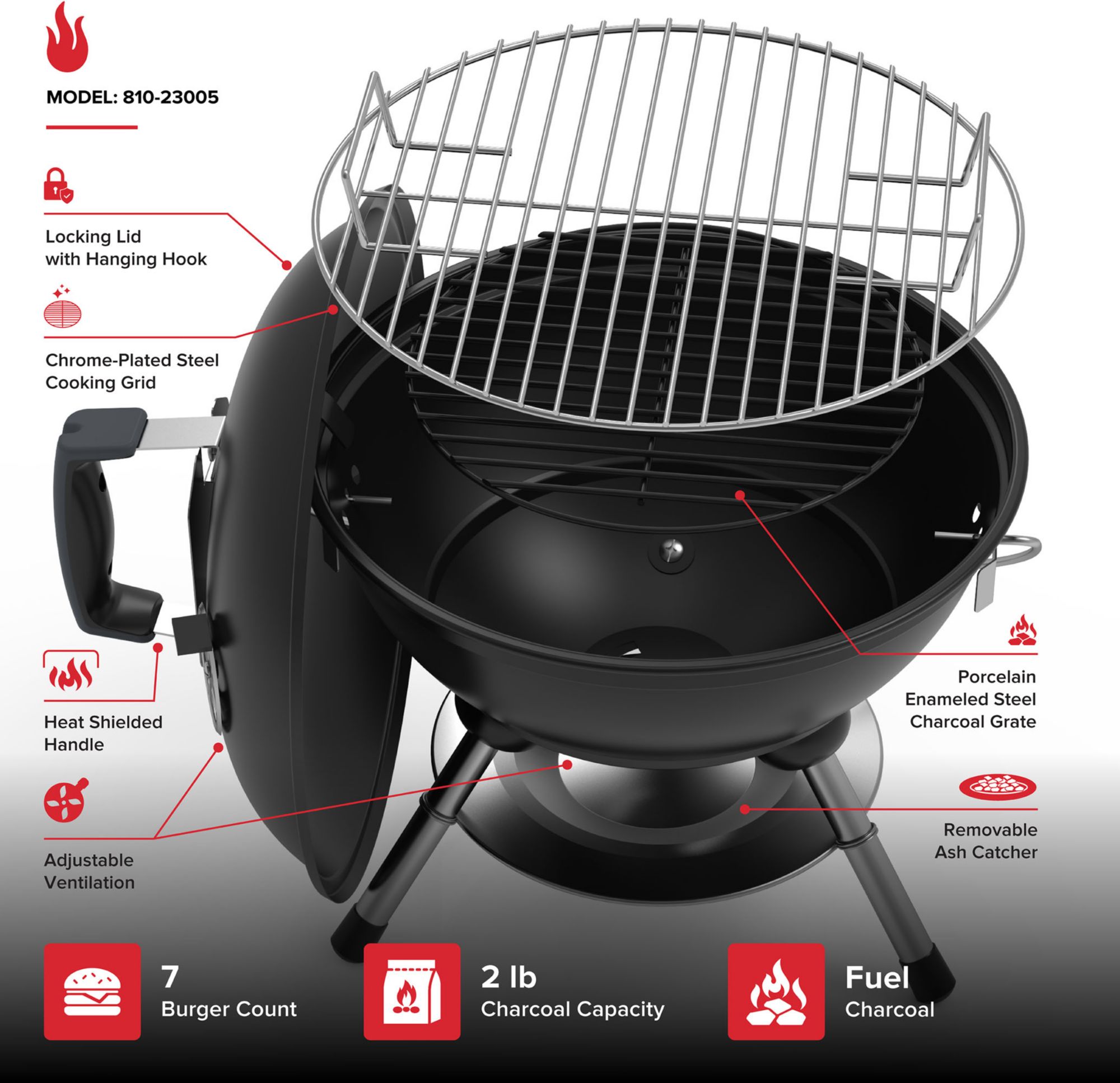 Nexgrill Rally Tabletop 14.5” Kettle Charcoal Grill product image