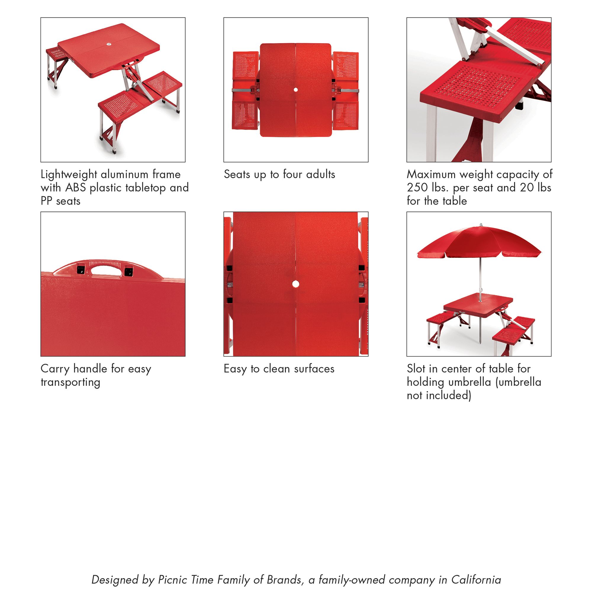 Picnic time folding discount table with seats