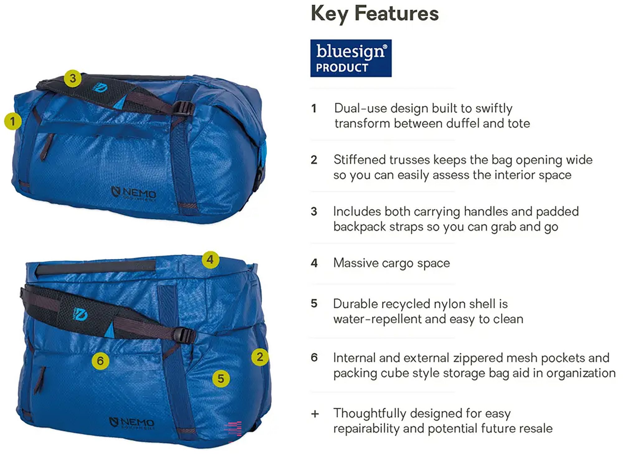 NEMO Double Haul 55L Convertible Duffel & Tote product image