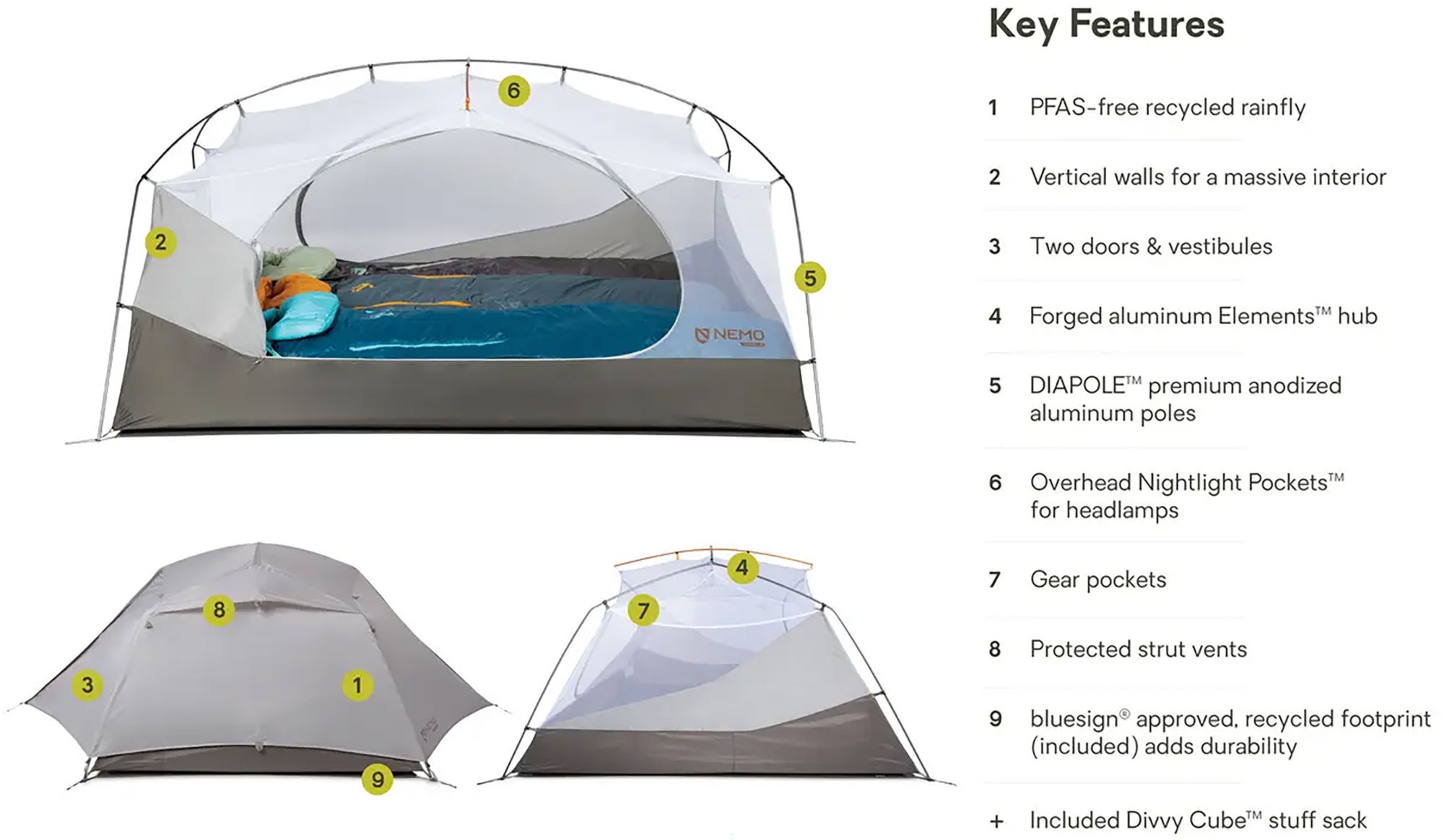 NEMO Aurora Backpacking 3 Person Tent & Footprint product image