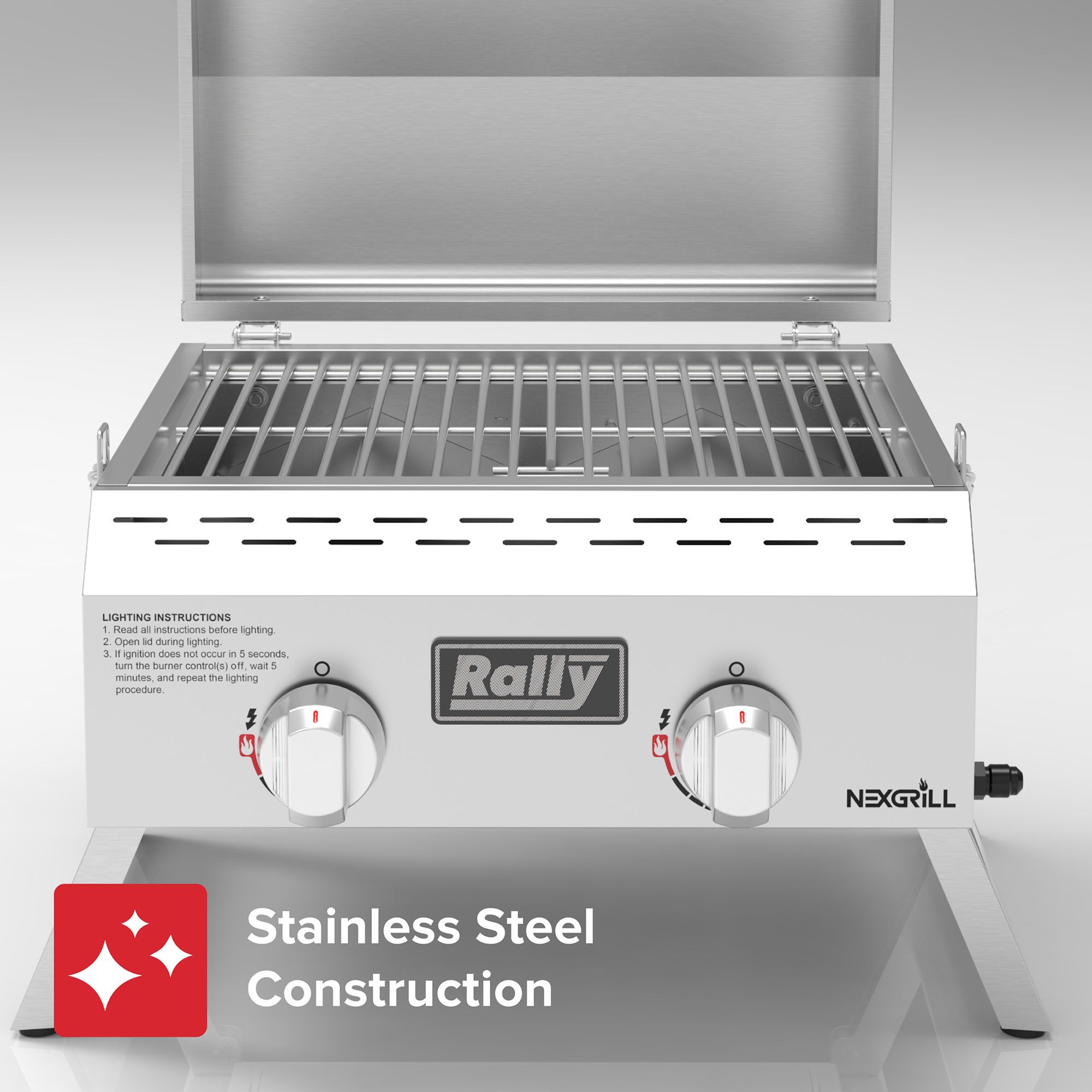 Nexgrill Rally 2-Burner Portable Gas Grill - Stainless Steel product image