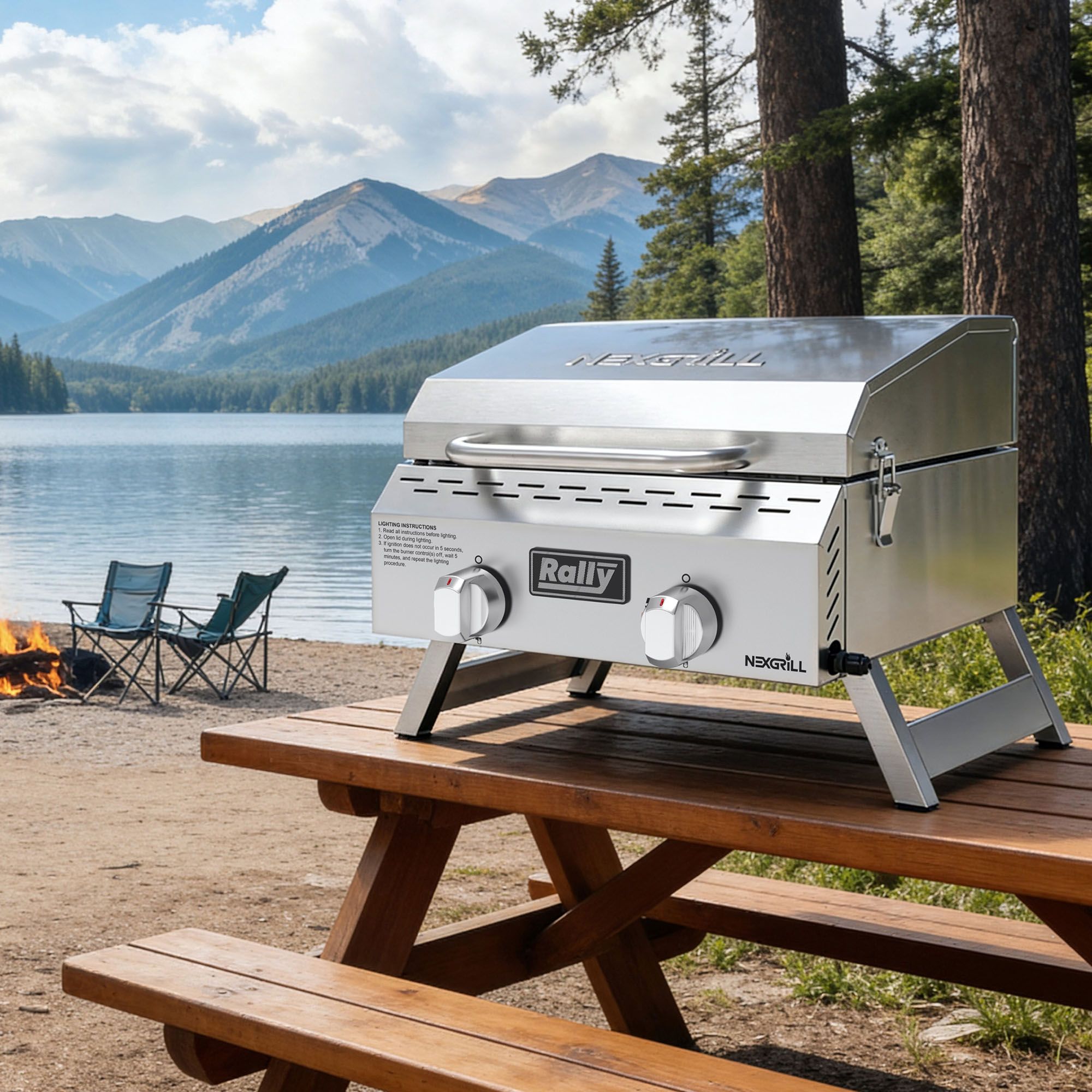 Nexgrill Rally 2-Burner Portable Gas Grill - Stainless Steel product image