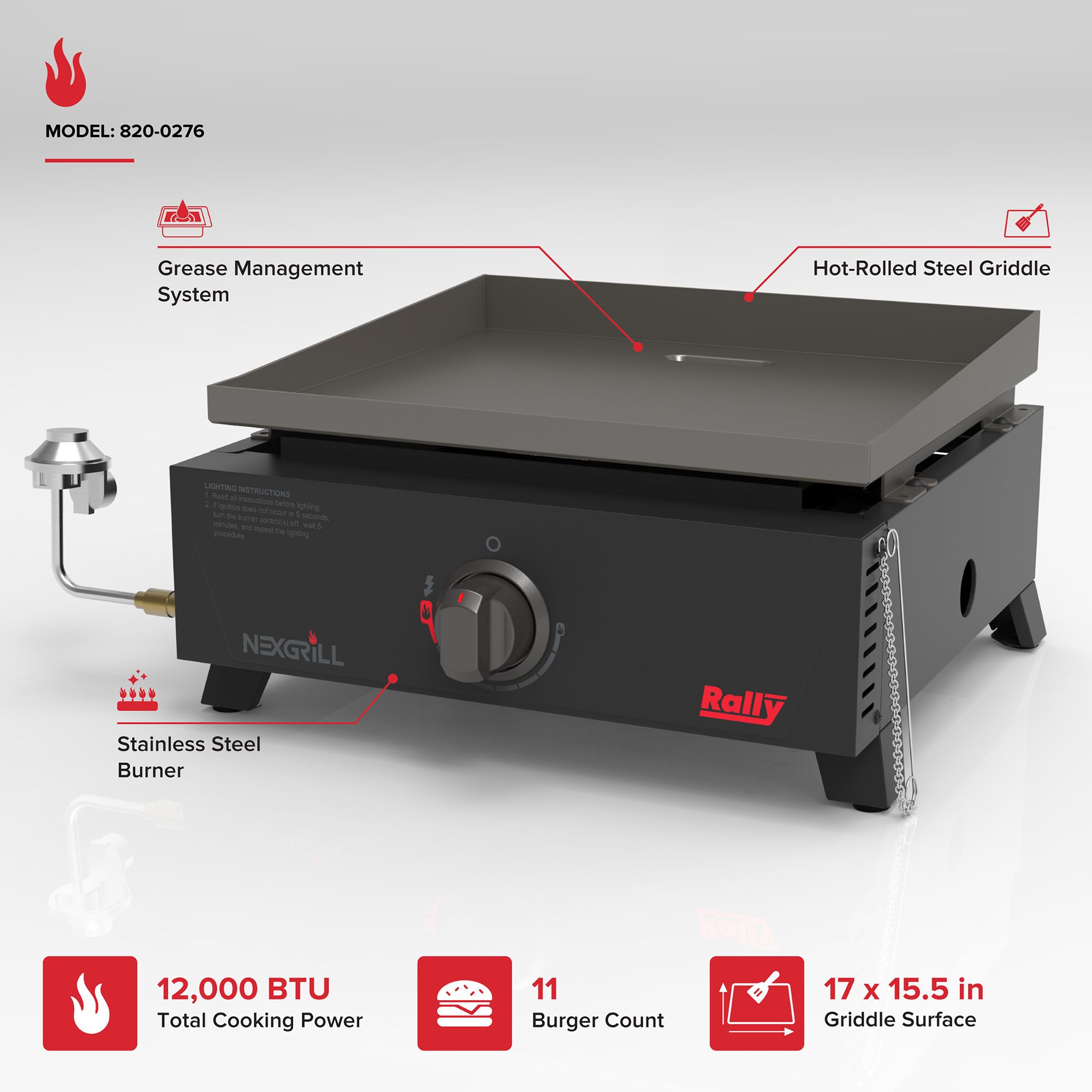 Nexgrill Rally 1-Burner Portable Gas Griddle product image