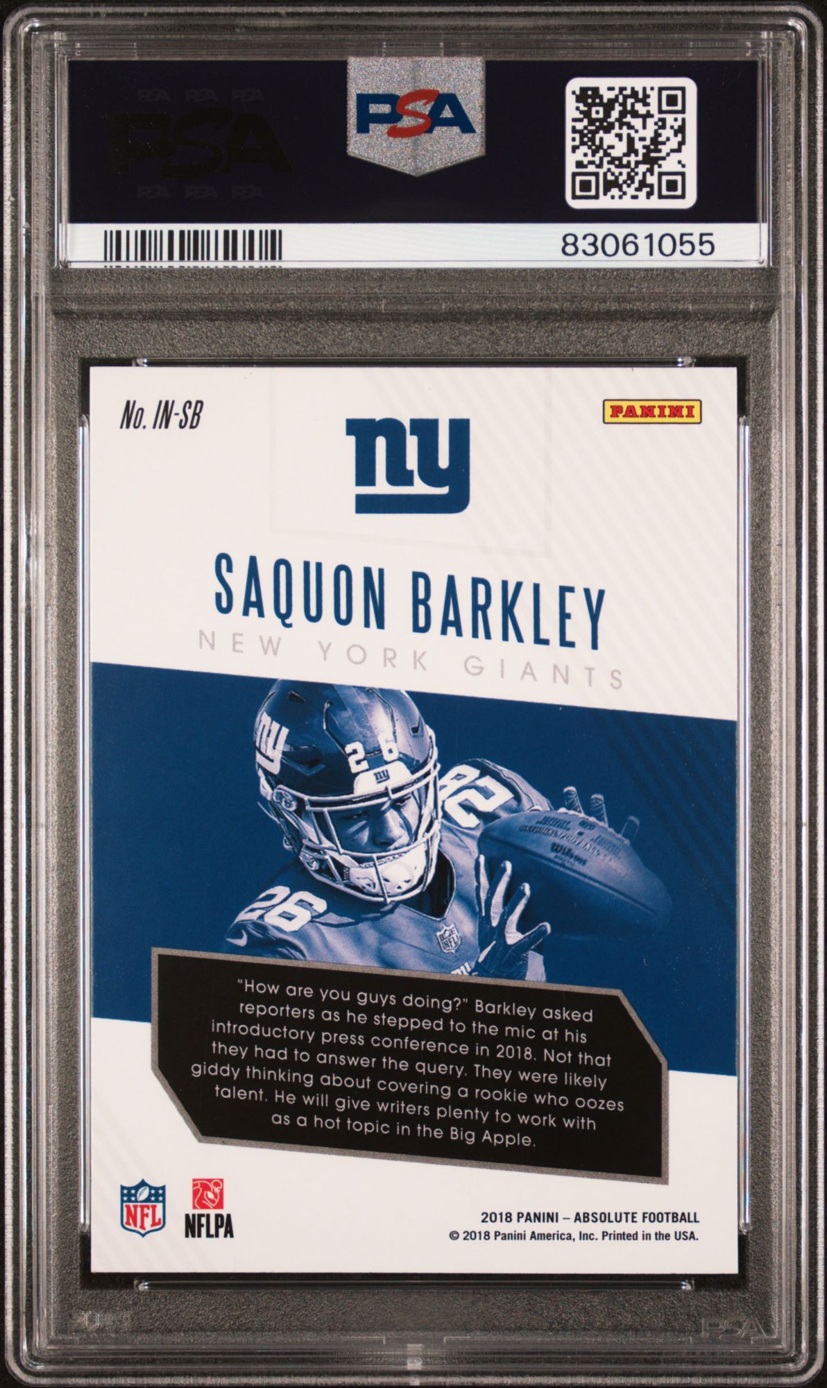 2018 Panini Absolute Introductions Sb Saquon Barkley PSA 10 product image