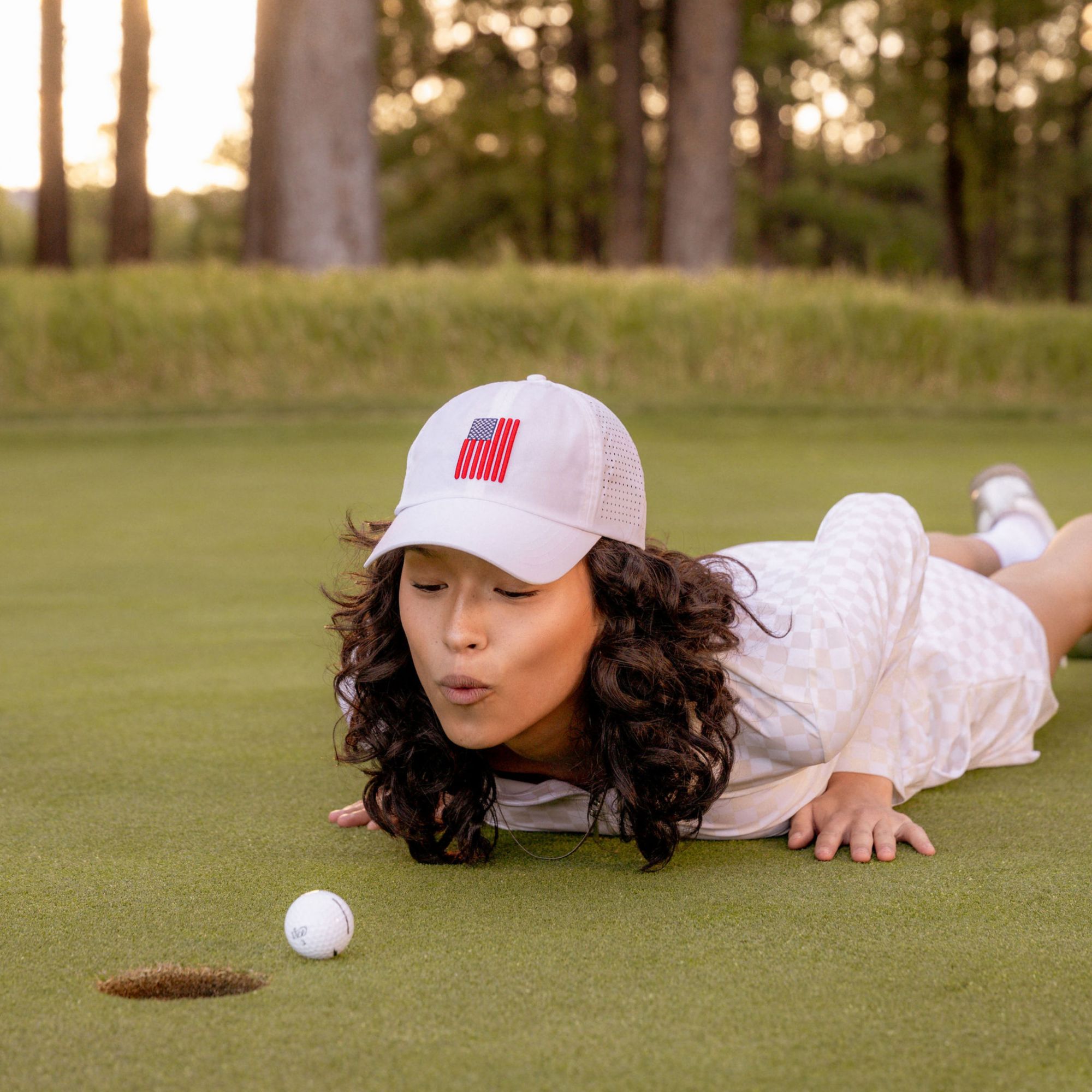 VimHue Women's Flag Puff Sun Goddess Tuck-In Strap Golf Hat product image