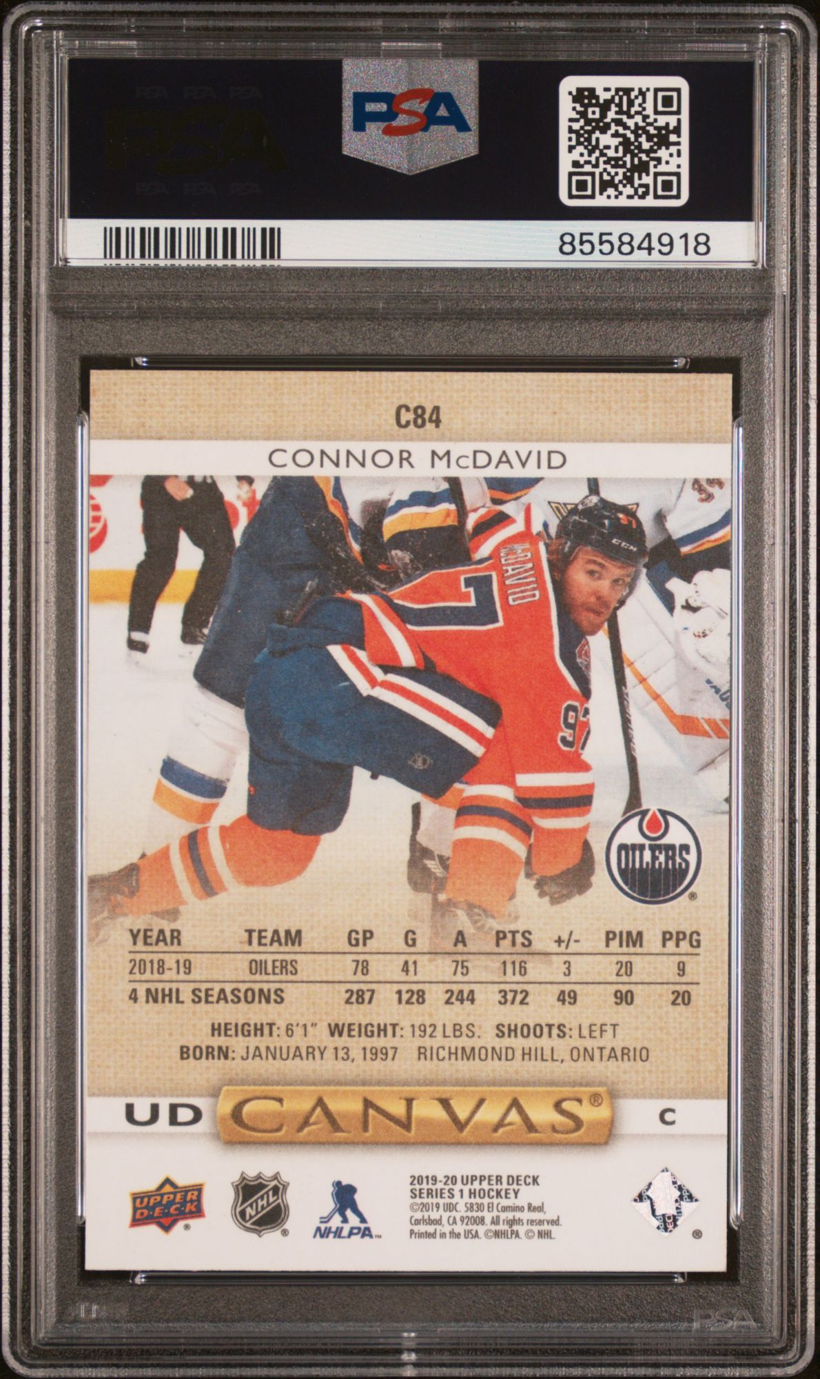 2019 Upper Deck Canvas C84 Connor Mcdavid PSA 10 product image