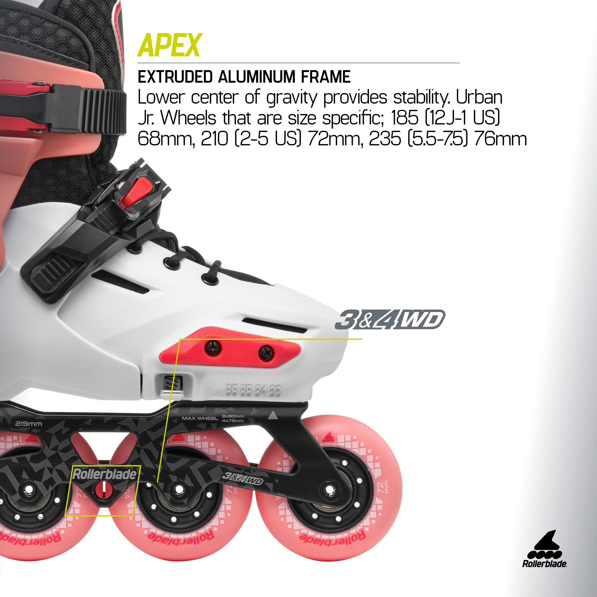 Rollerblade Kids' Apex Adjustable Inline Skates product image
