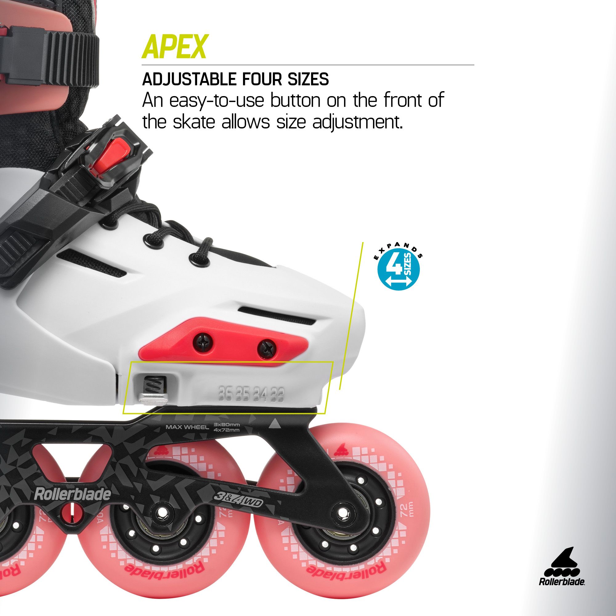 Rollerblade Kids' Apex Adjustable Inline Skates product image