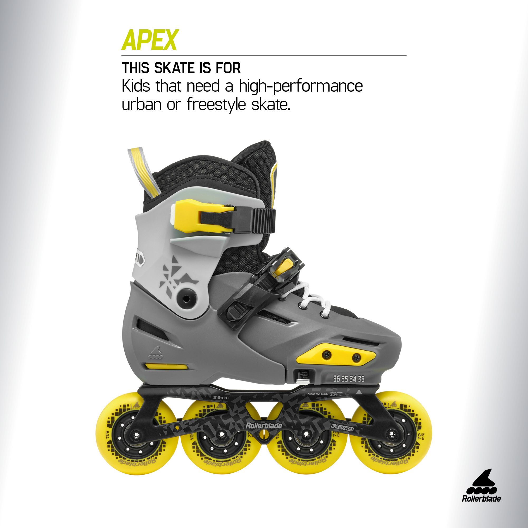 Rollerblade Kids' Apex Adjustable Inline Skates product image