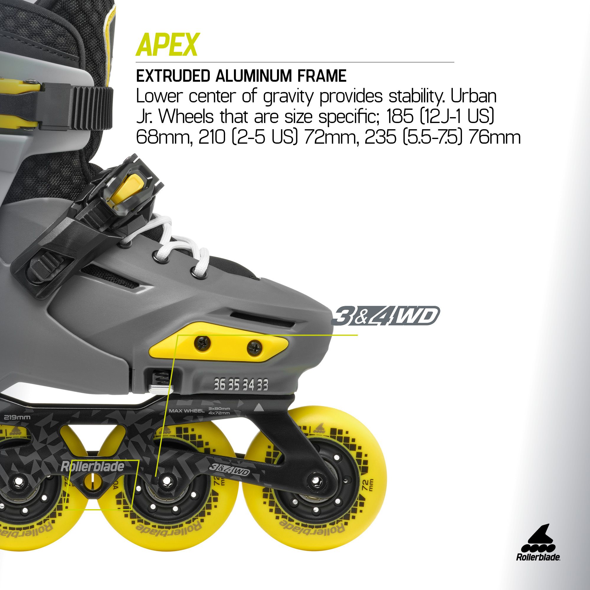 Rollerblade Kids' Apex Adjustable Inline Skates product image