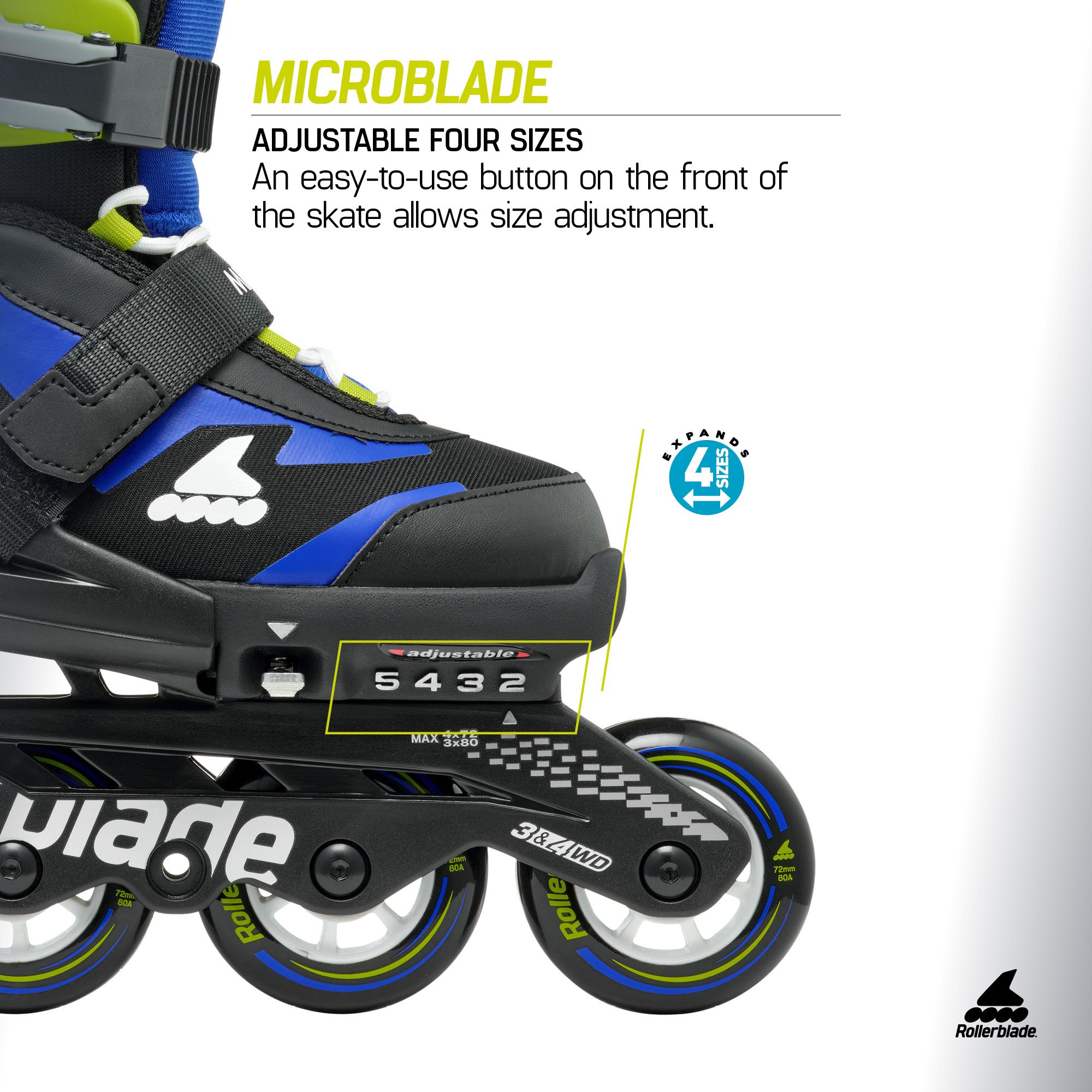 Rollerblade Kids' Microblade Adjustable Inline Skates product image