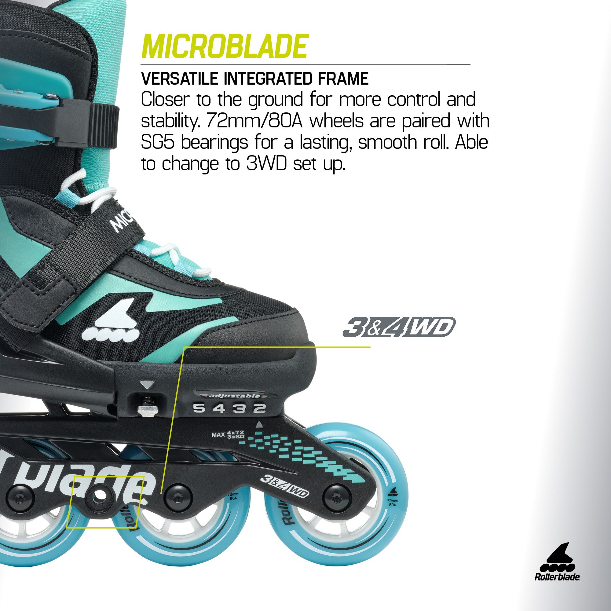 Rollerblade Kids' Microblade Adjustable Inline Skates product image