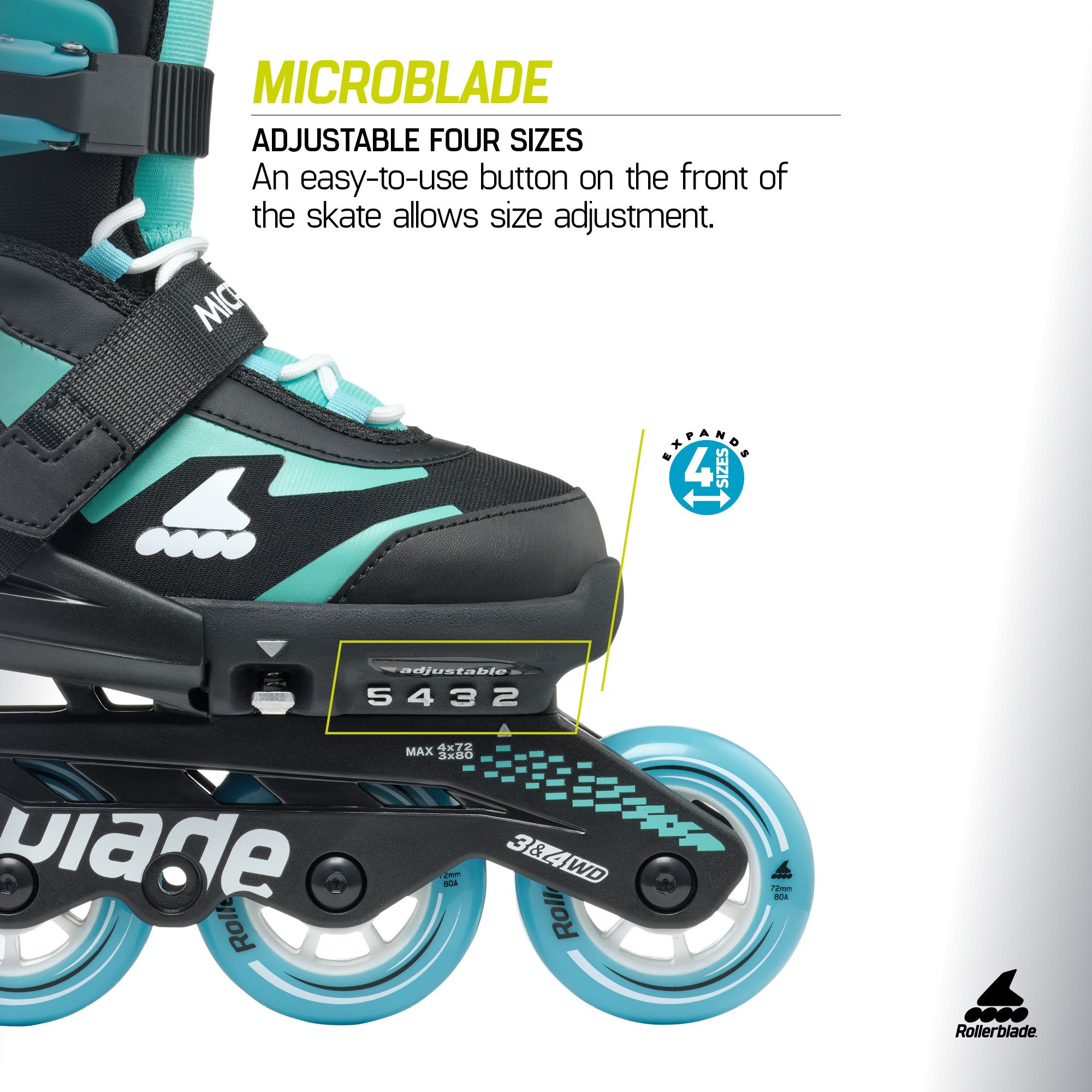 Rollerblade Kids' Microblade Adjustable Inline Skates product image