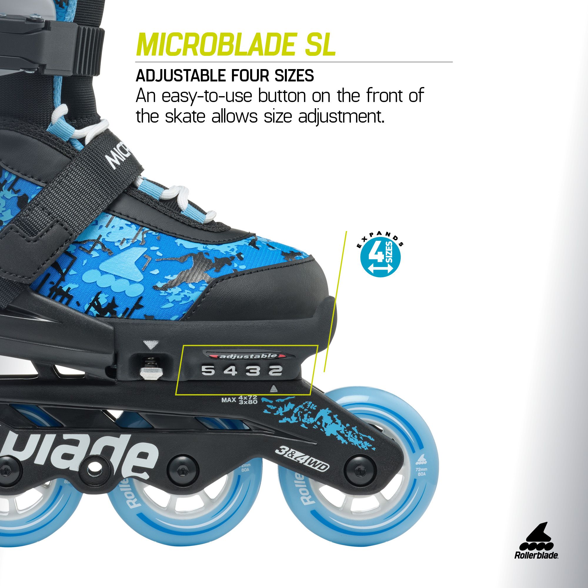 Rollerblade Kids' Microblade SL Adjustable Inline Skates product image