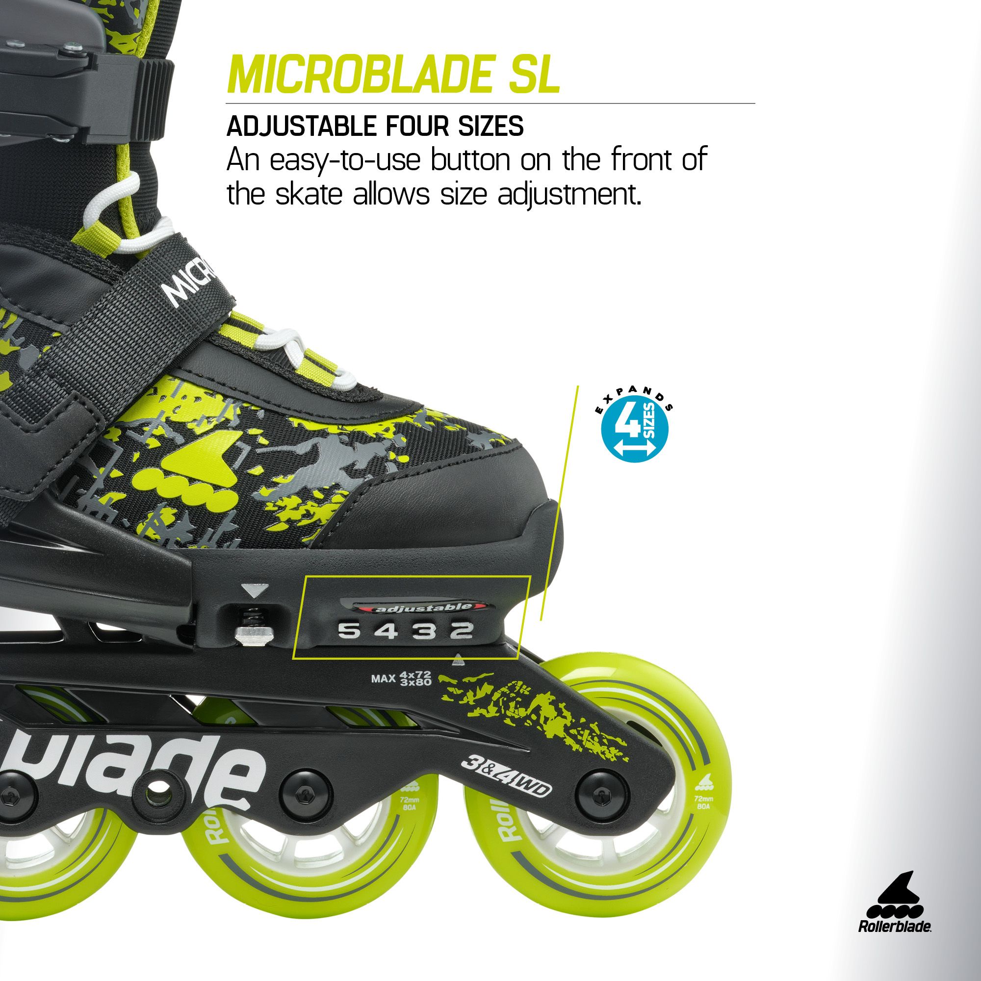 Rollerblade Kids' Microblade SL Adjustable Inline Skates product image
