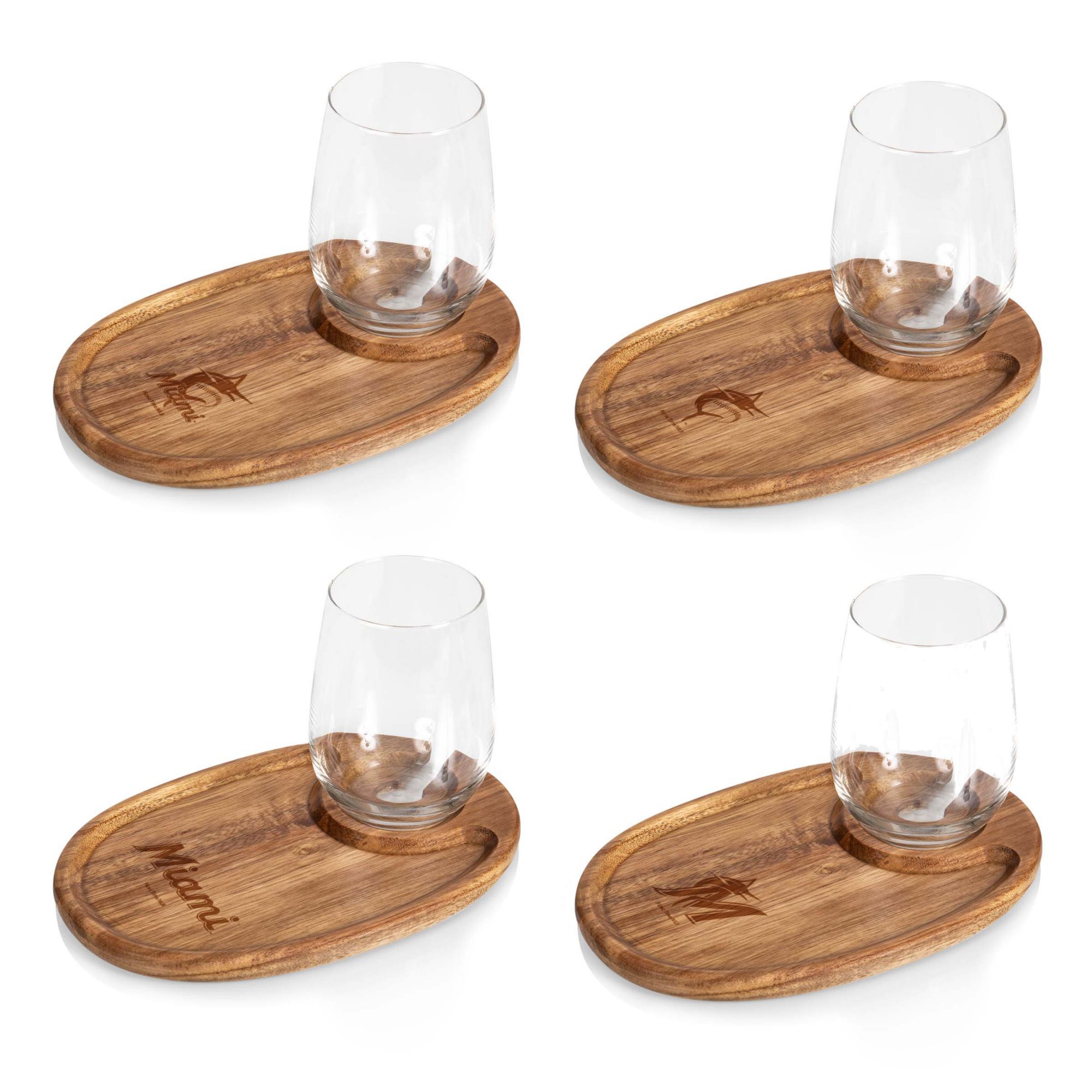 Picnic Time Miami Marlins Wine Appetizer Plate Set of 4 product image