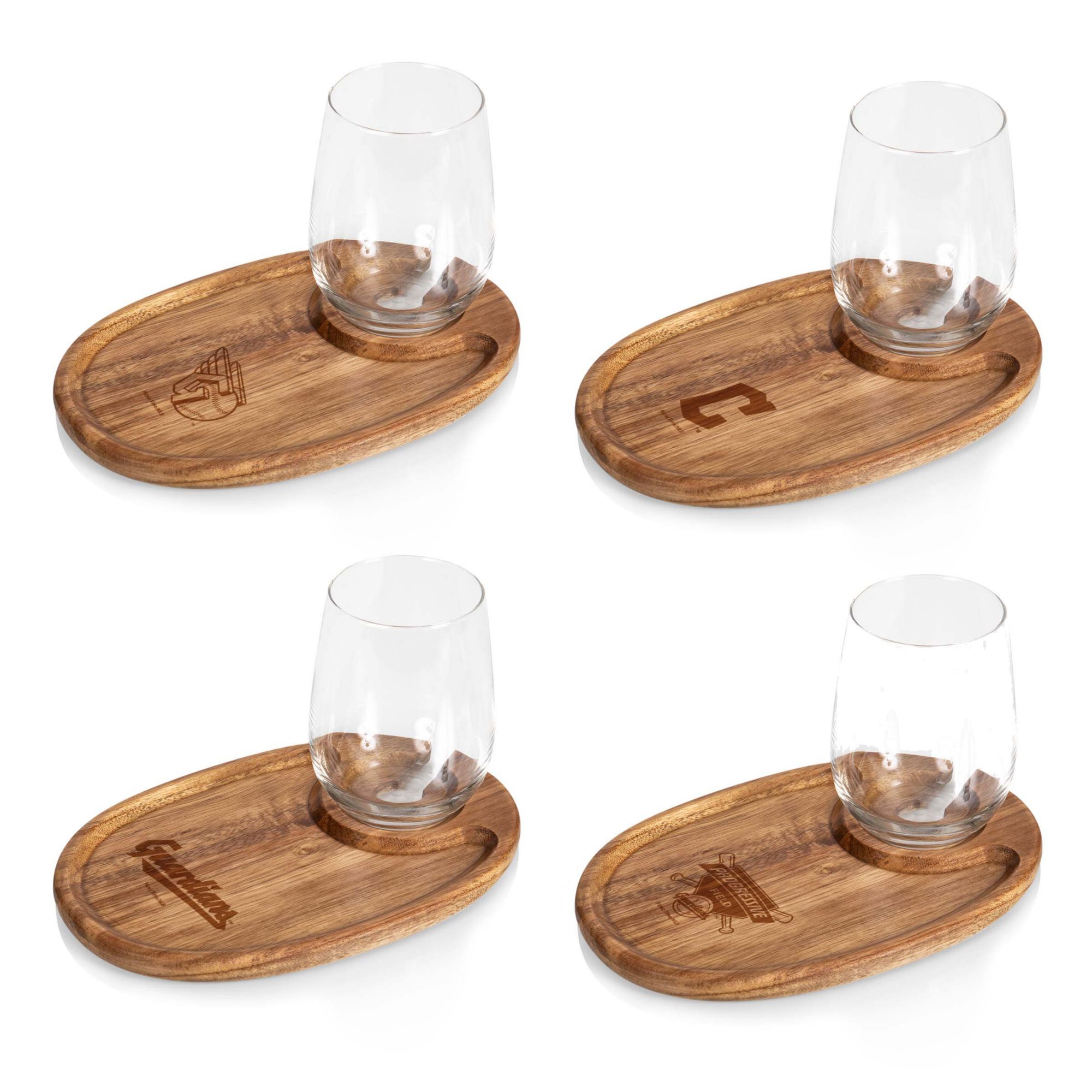 Picnic Time Cleveland Guardians Wine Appetizer Plate Set of 4