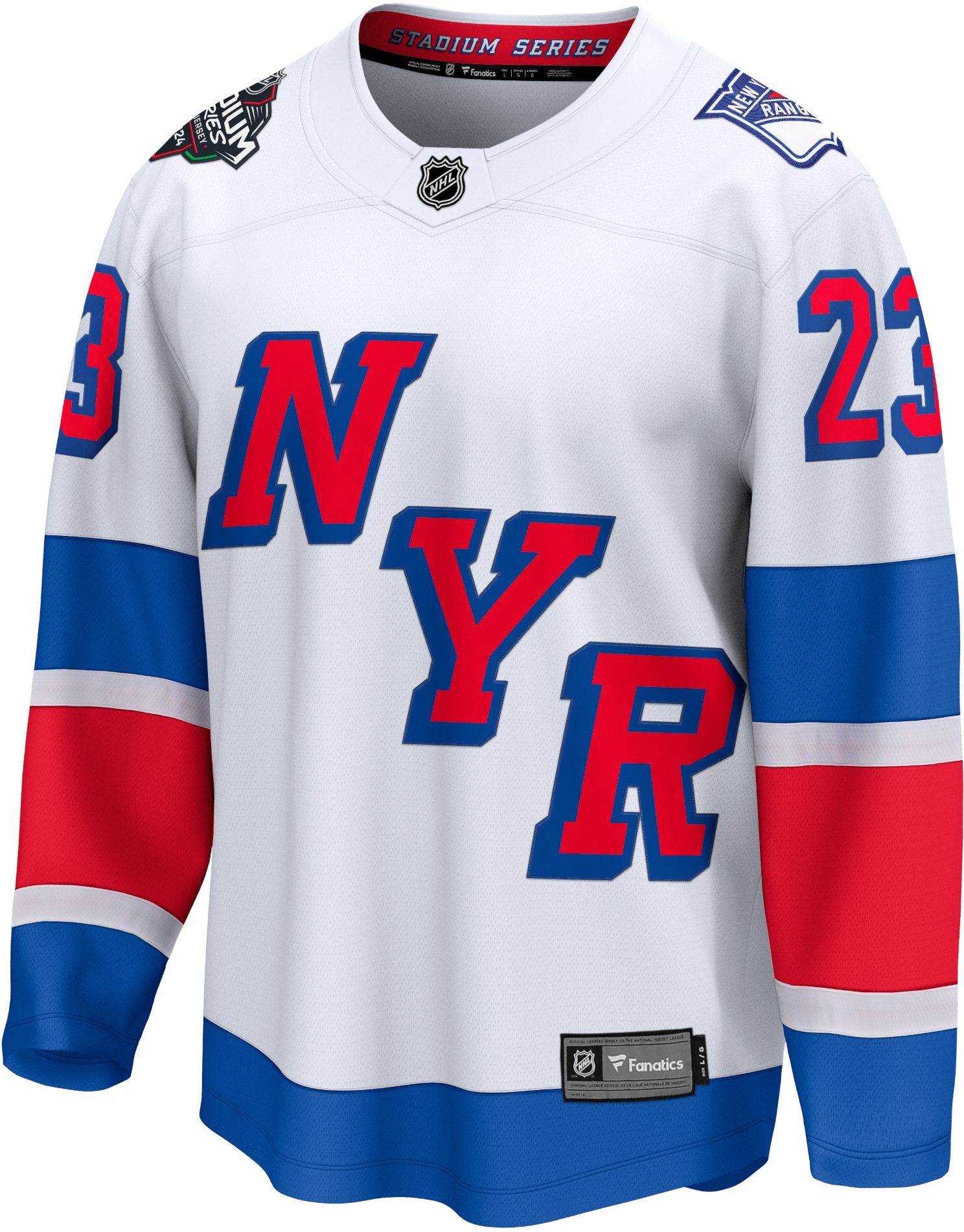 NHL Men's 2023-2024 Stadium Series New York Rangers Adam Fox #23 White Replica Jersey