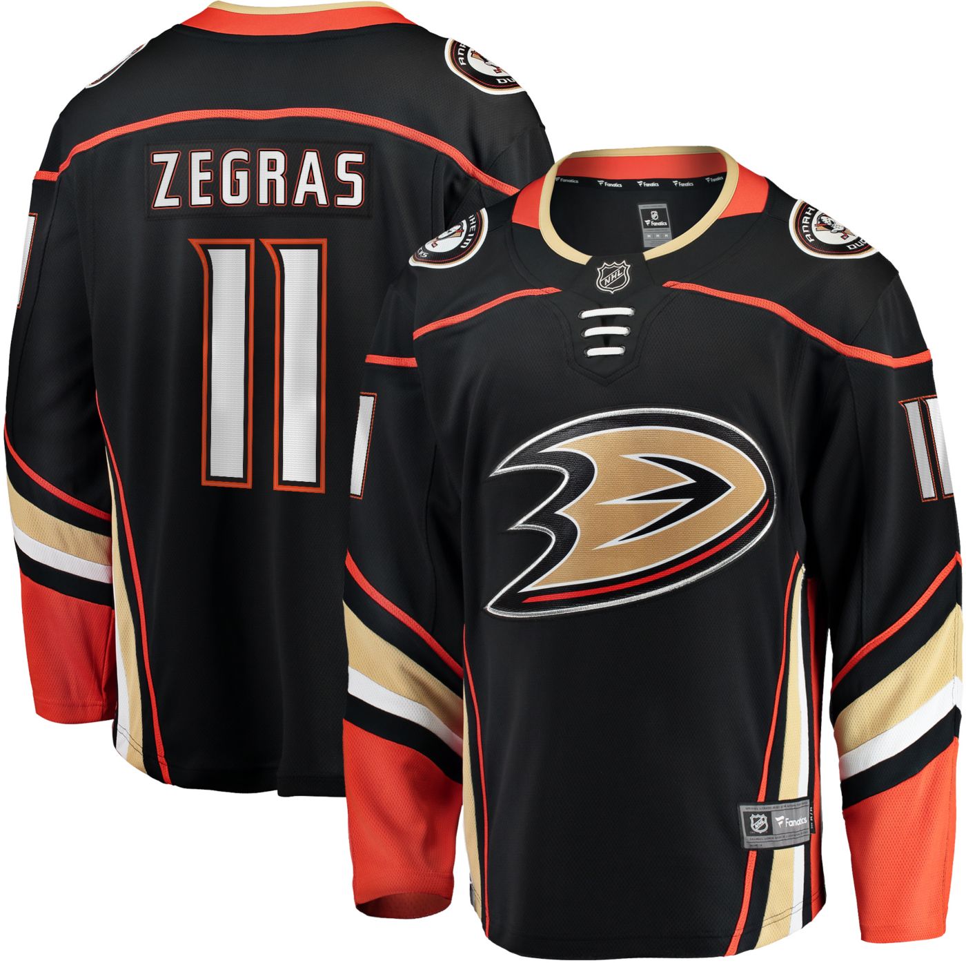 Men s Fanatics Trevor Zegras Black Anaheim Ducks Home Breakaway Player Jersey Size Small