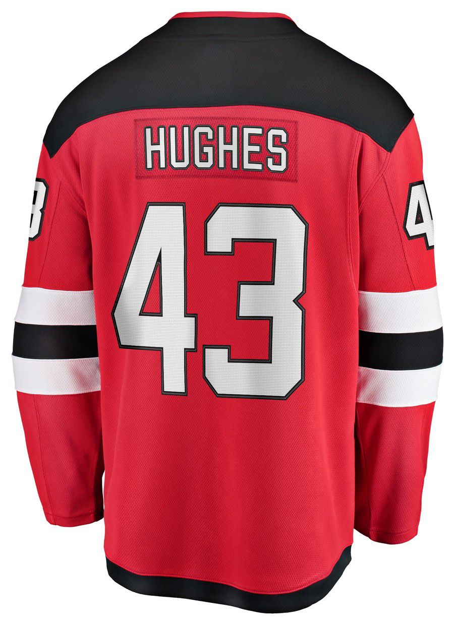 NHL Men's New Jersey Devils Luke Hughes #43 Red Breakaway Home Replica Jersey product image