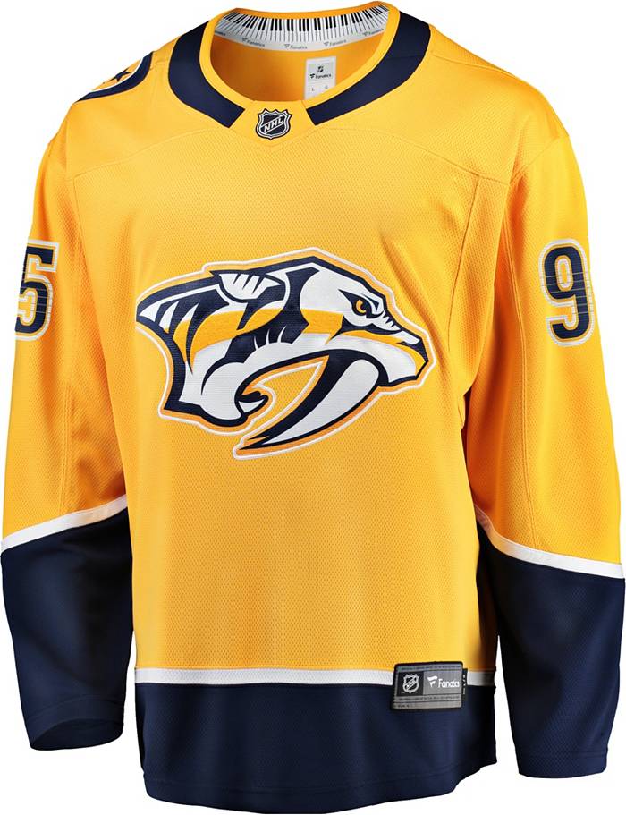 NHL Men's Nashville Predators Filip Forsberg #9 Gold Long Sleeve Player  Shirt