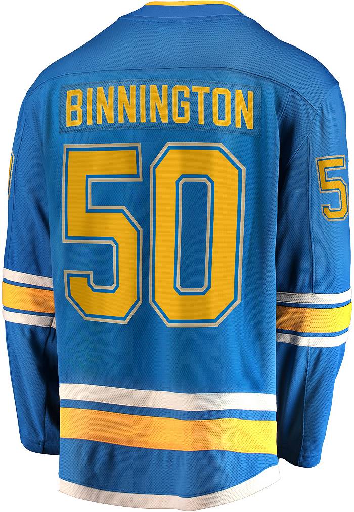New With Tags St. Louis Blues Stanley Cup Champions Youth L/XL Fanatics  Jersey ( Binnington )