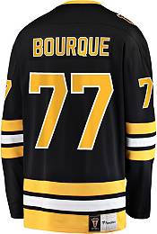 The best selling] NHL Bourque 77 Boston Bruins x Colorado Avalanche Half &  Half Style New Fashion Full Printed Shirt