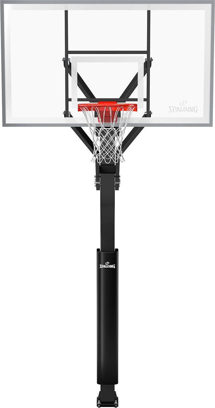 NBA 72 inch In-Ground Adjustable Basketball Hoop with Tempered Glass Backboard, Padded Pole, Ball Return