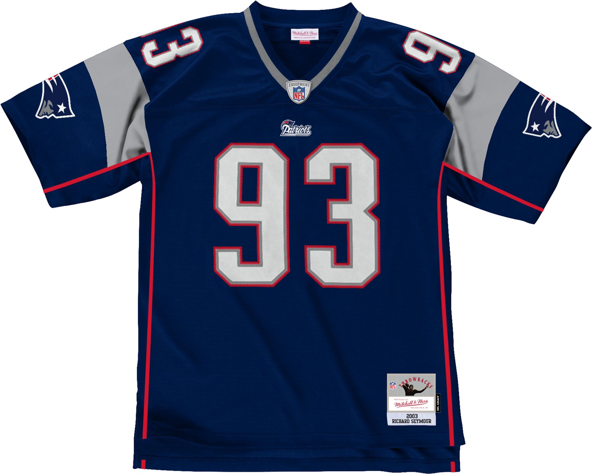 Mitchell & Ness Men's New England Patriots Richard Seymour #93 2003 Red Throwback Jersey