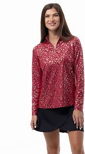SanSoleil Women's Holiday Print Mock Neck Golf Pullover product image