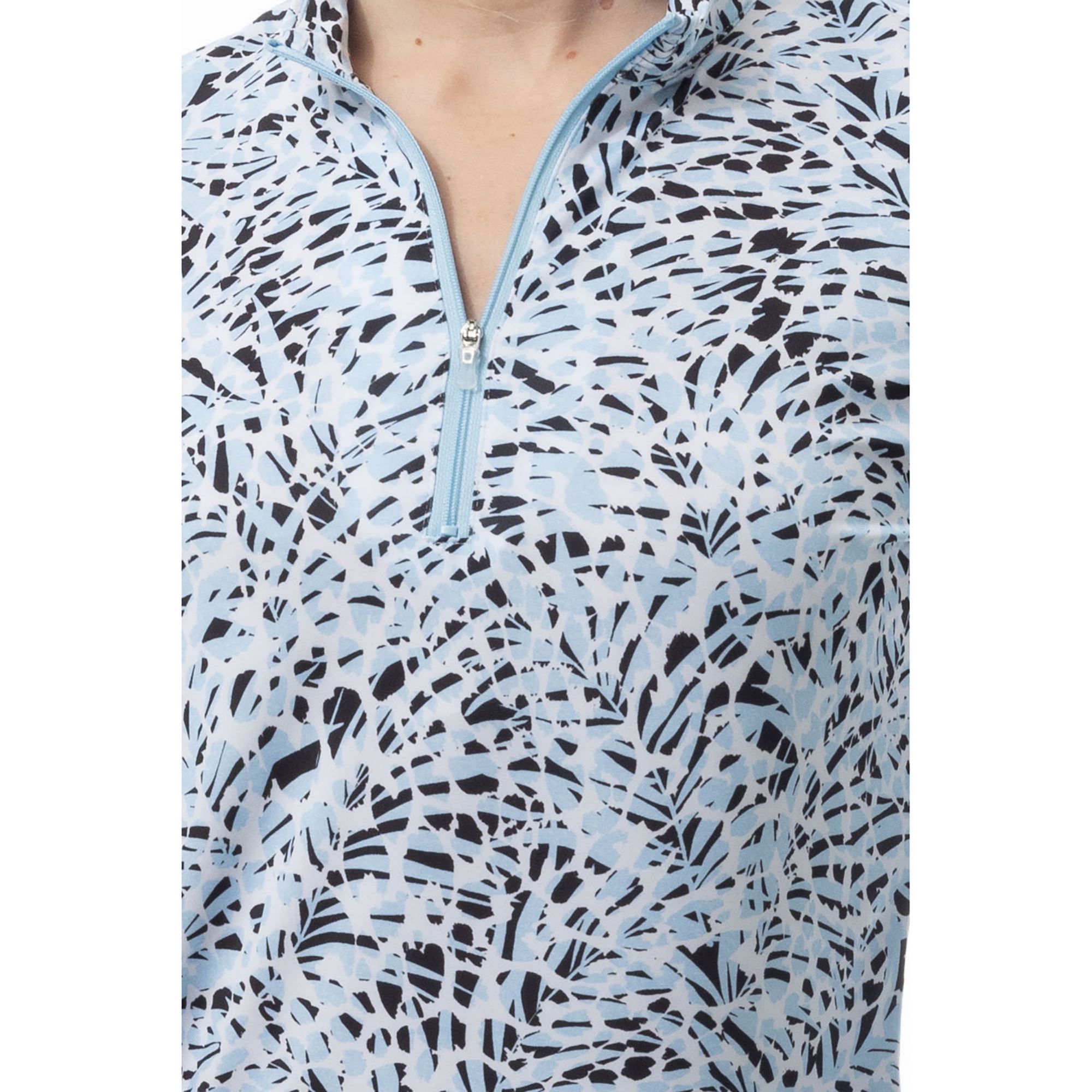 SanSoleil Women's SolMelange Printed Long Sleeve ¼ Zip Golf Mock Neck product image