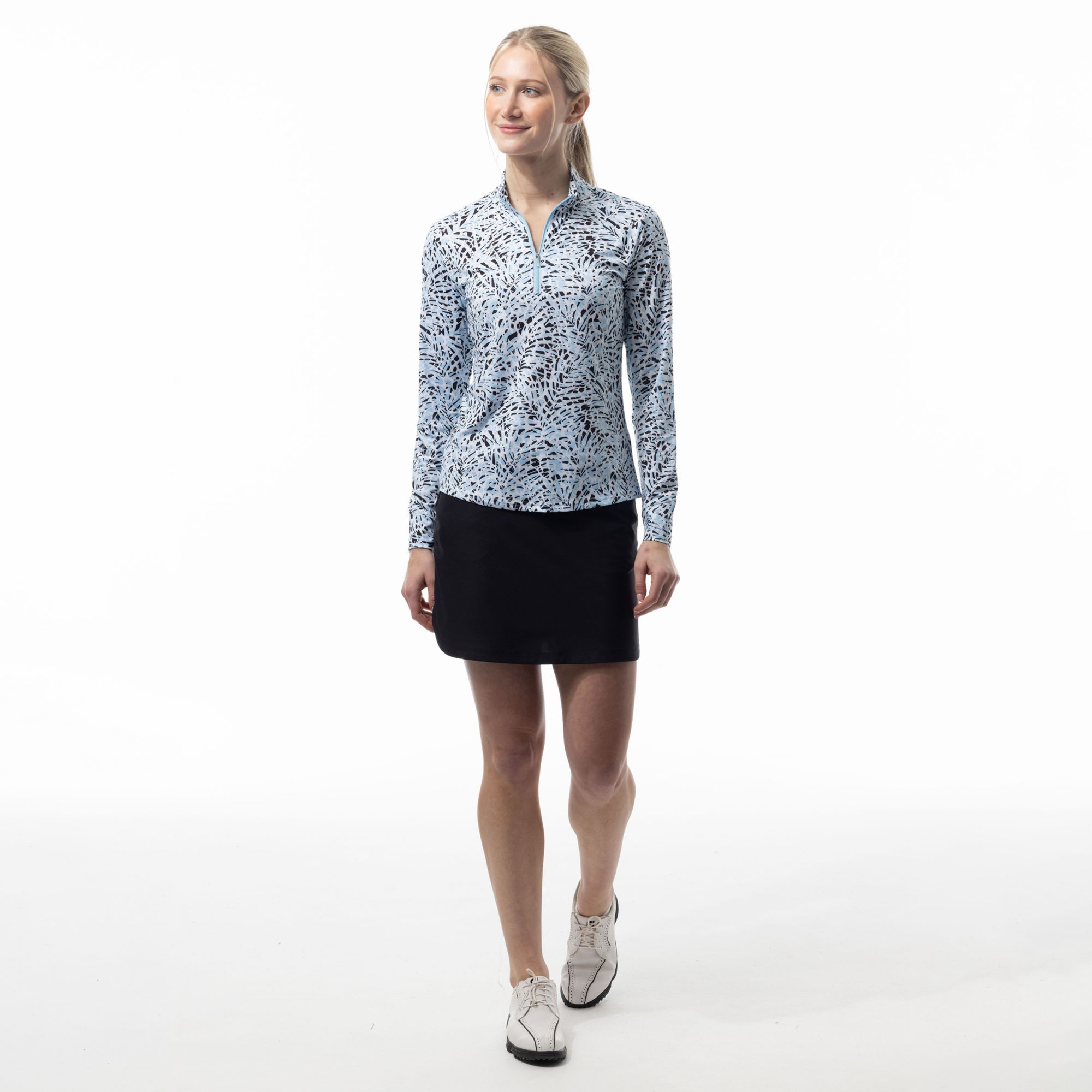 SanSoleil Women's SolMelange Printed Long Sleeve ¼ Zip Golf Mock Neck product image