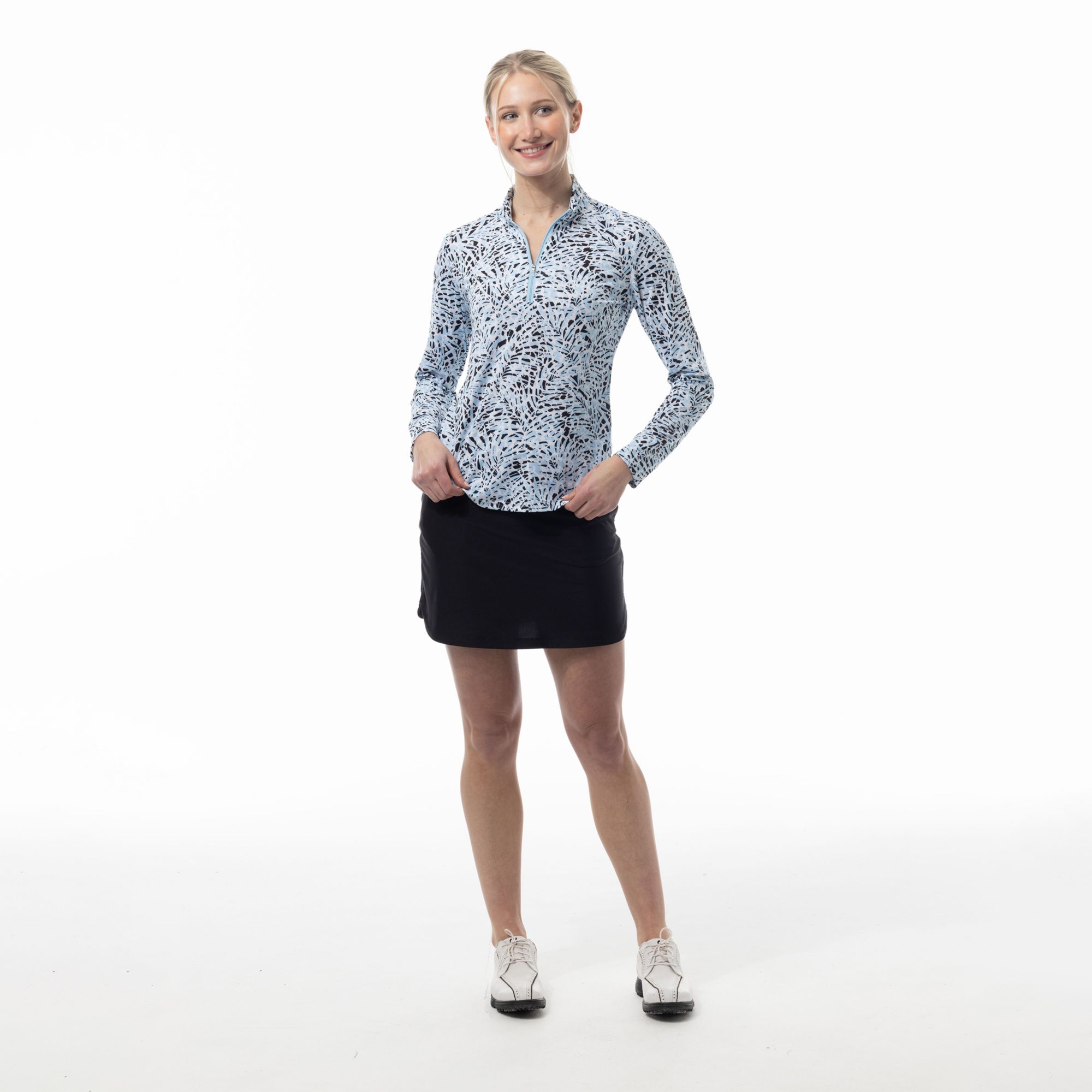 SanSoleil Women's SolMelange Printed Long Sleeve ¼ Zip Golf Mock Neck product image