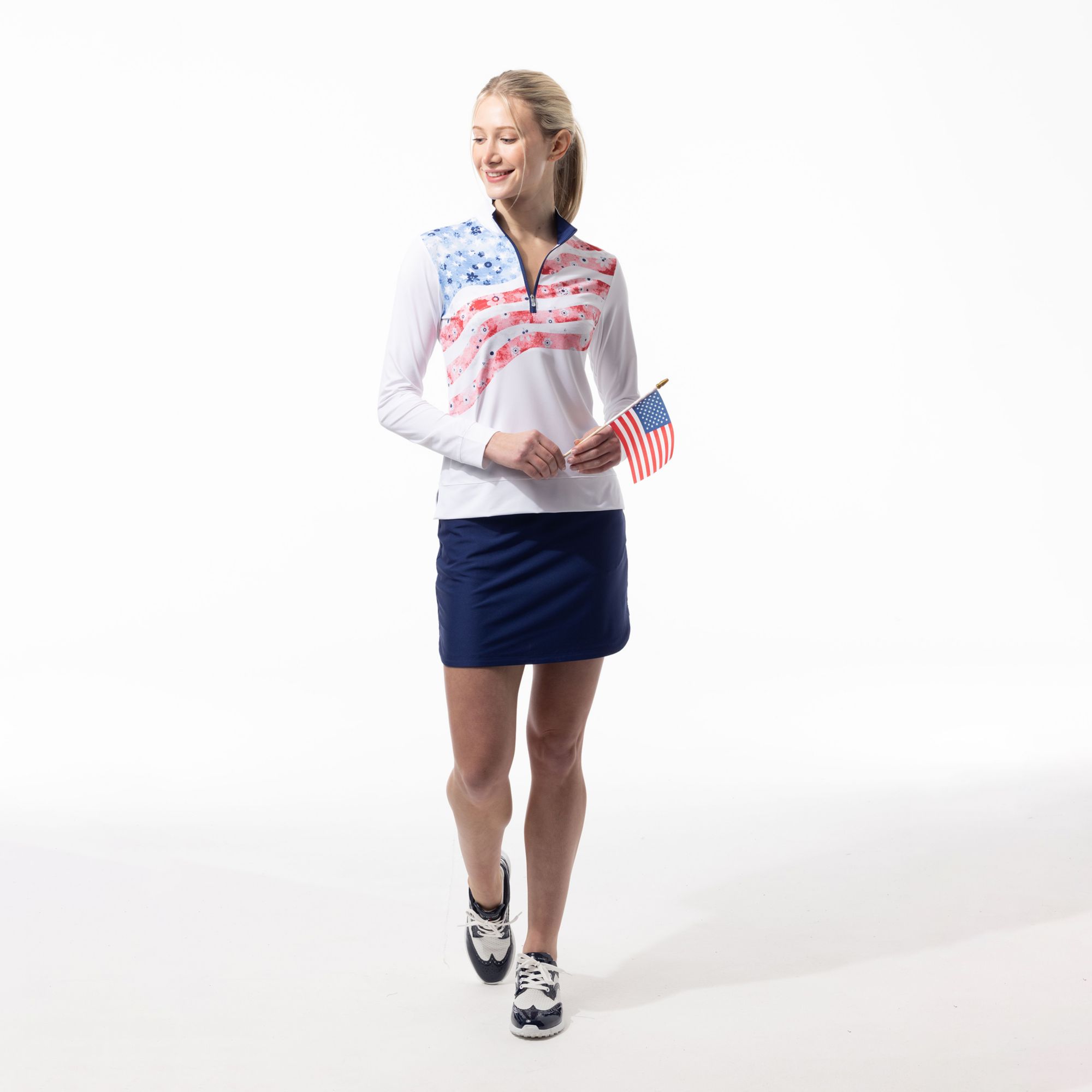 SanSoleil Women's Mélange Mini Check Golf Pullover product image