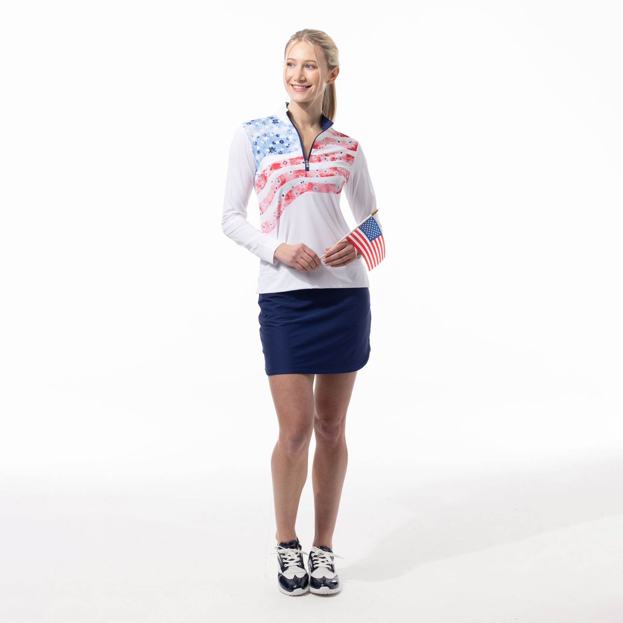 SanSoleil Women's Mélange Mini Check Golf Pullover product image