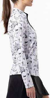 San Soleil Women's Solcool Print Mock Neck Long Sleeve Golf Shirt product image