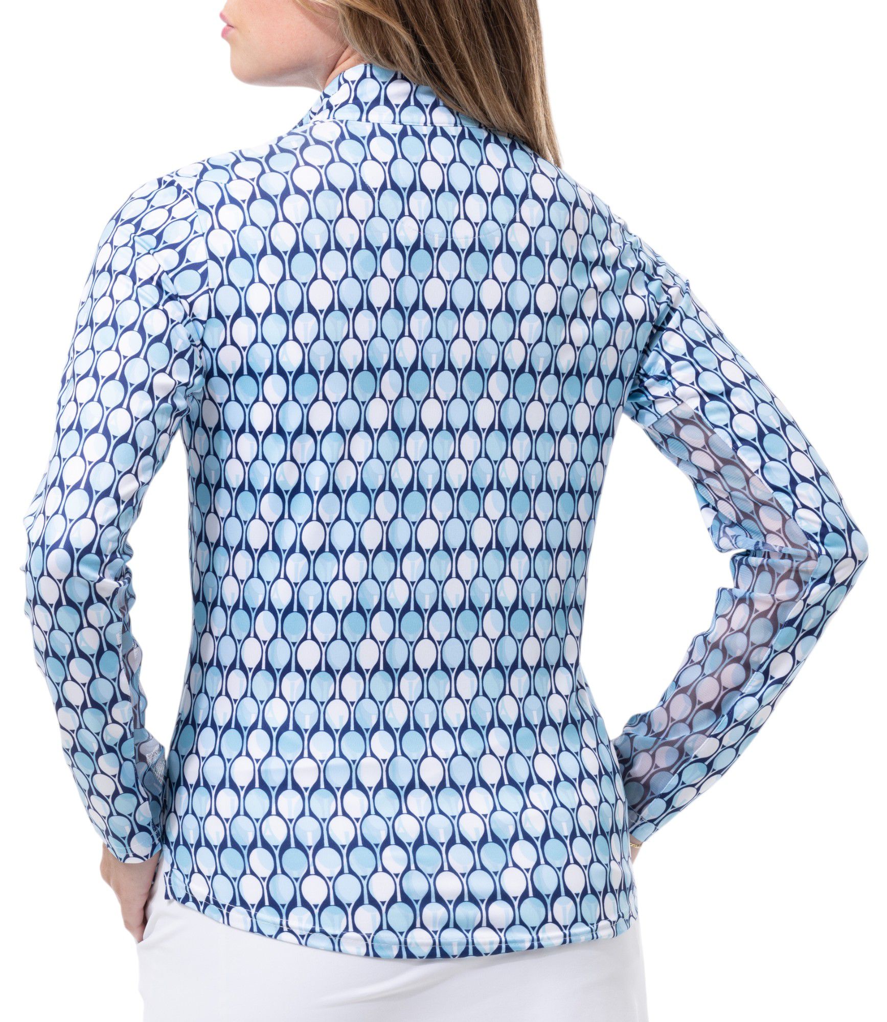 SanSoleil Women's Solcool Print Mock Neck Long Sleeve Golf Shirt product image