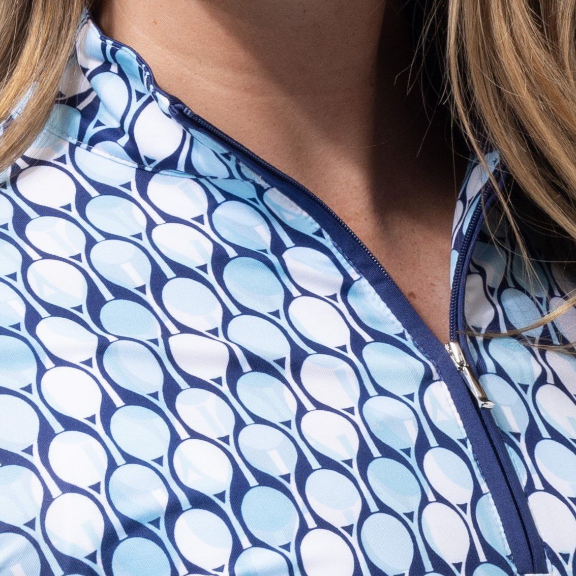 SanSoleil Women's Solcool Print Mock Neck Long Sleeve Golf Shirt product image