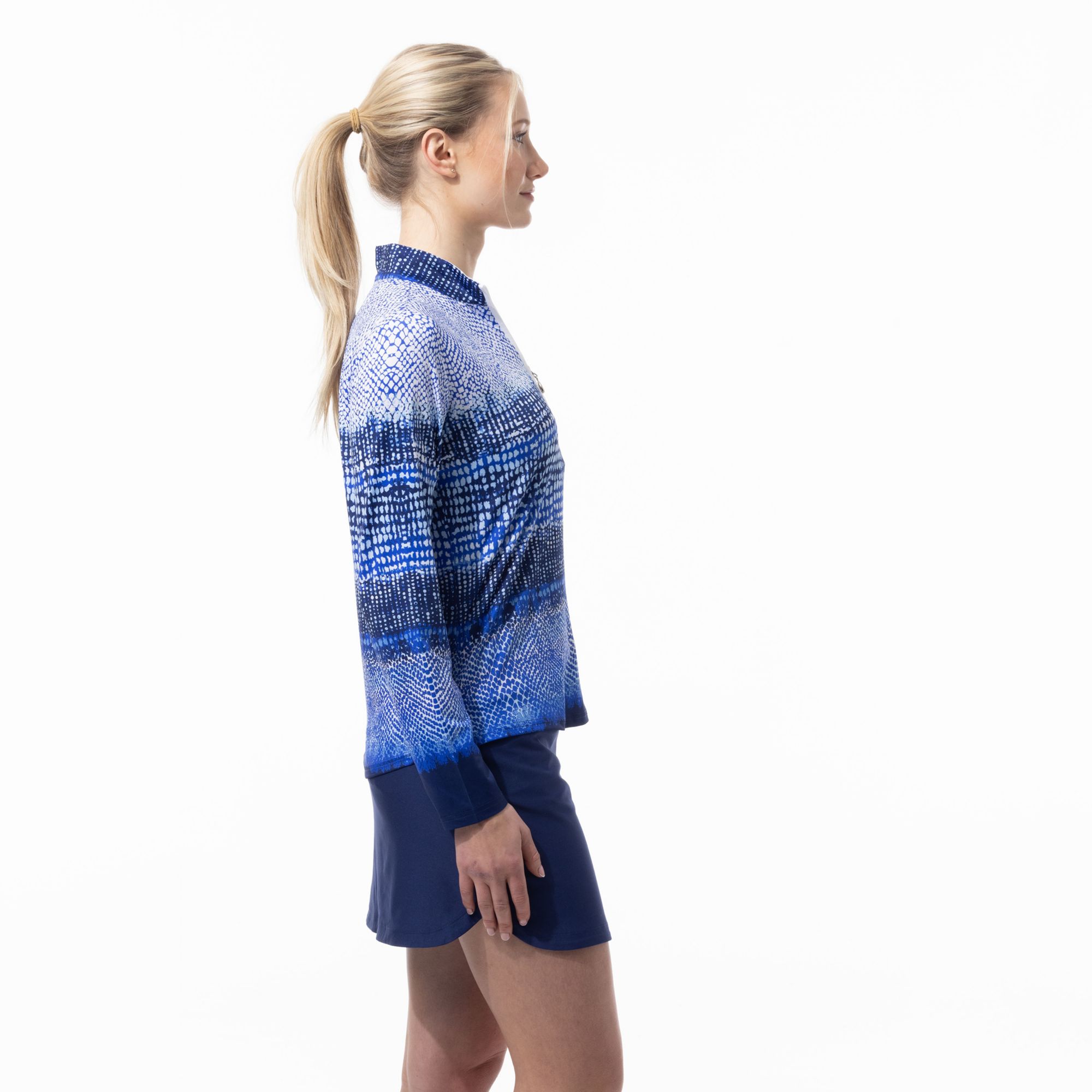 SanSoleil Women's Solcool Print Mock Neck Long Sleeve Golf Shirt product image