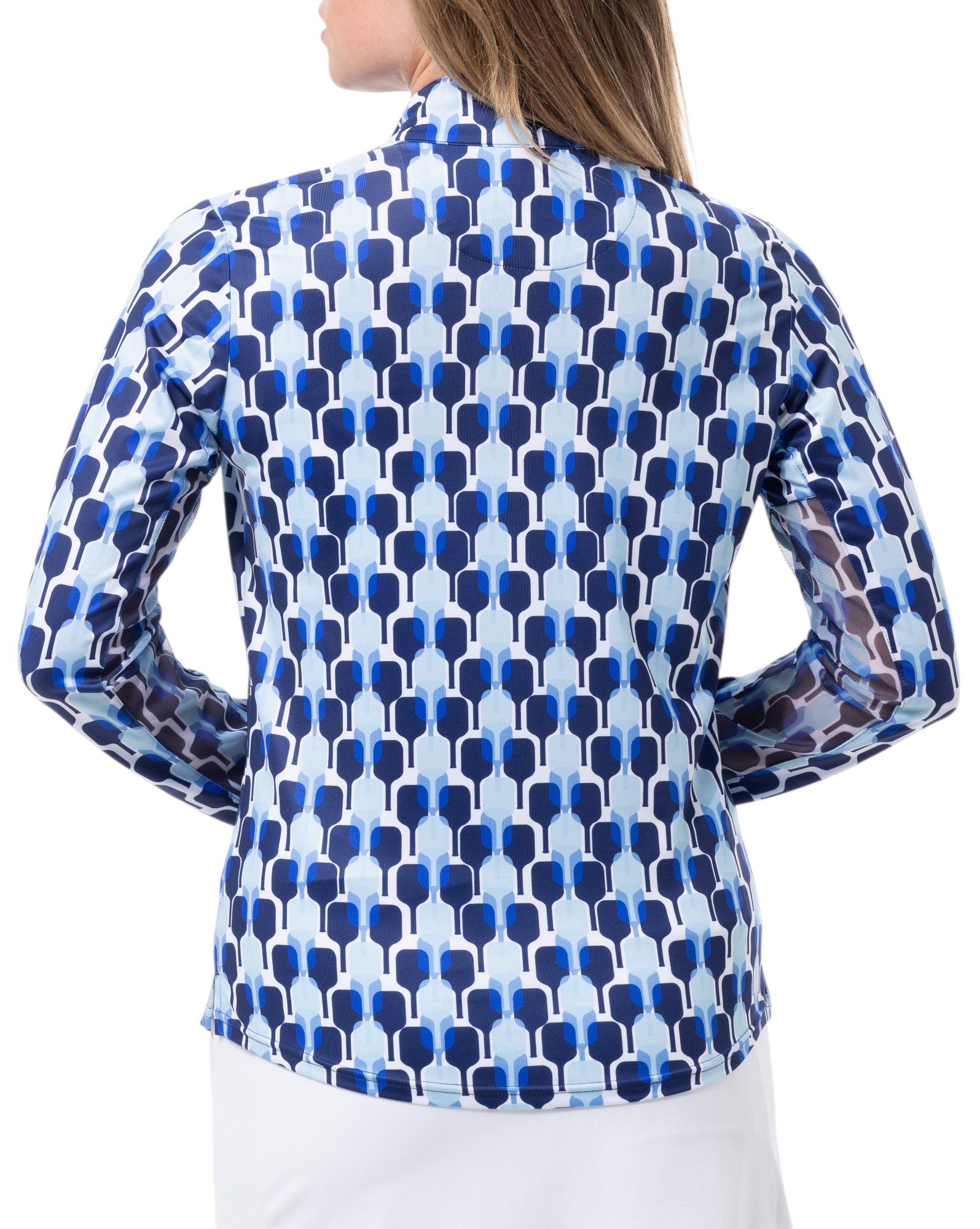 SanSoleil Women's Solcool Print Mock Neck Long Sleeve Golf Shirt product image