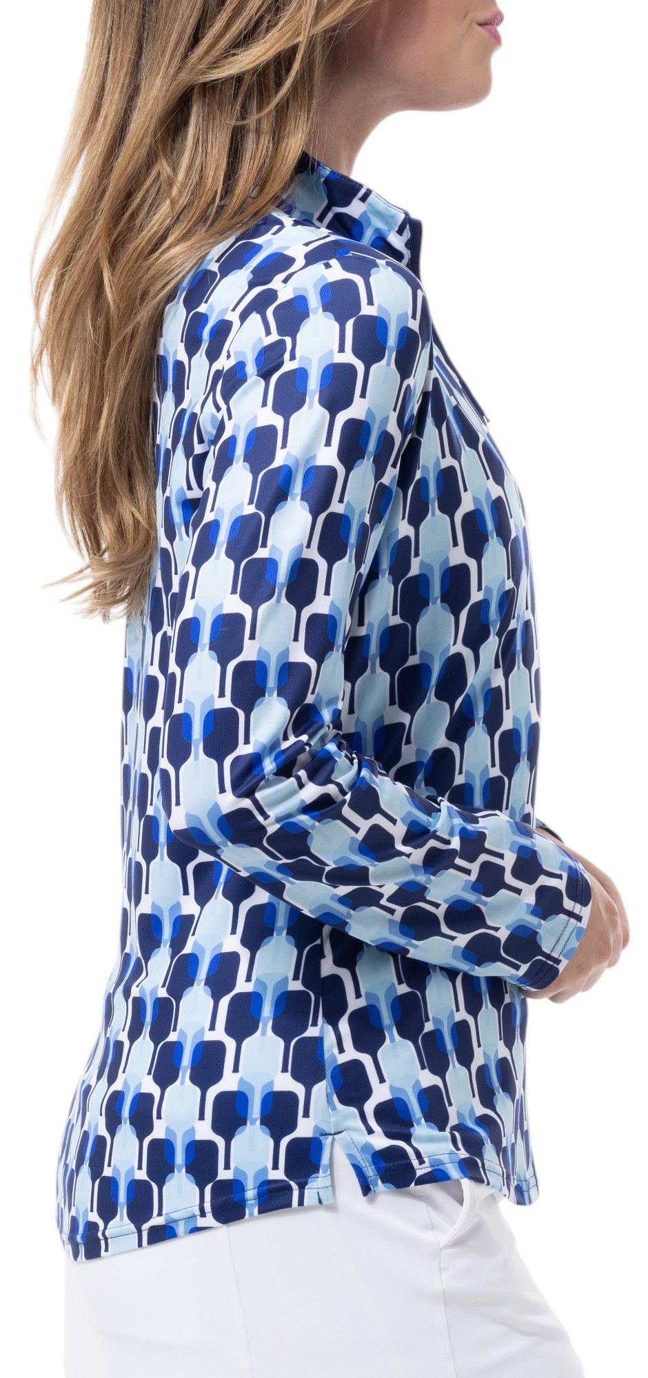 SanSoleil Women's Solcool Print Mock Neck Long Sleeve Golf Shirt product image