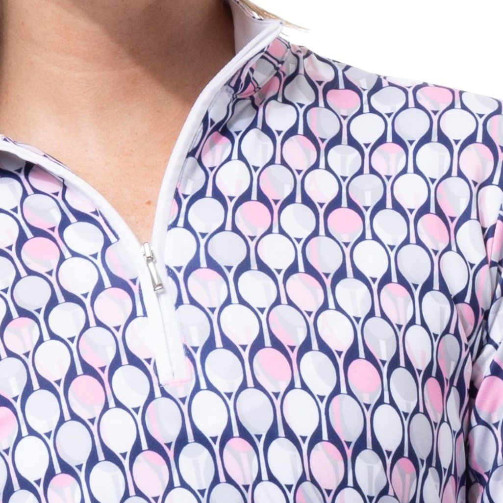 SanSoleil Women's Solcool Print Mock Neck Long Sleeve Golf Shirt product image