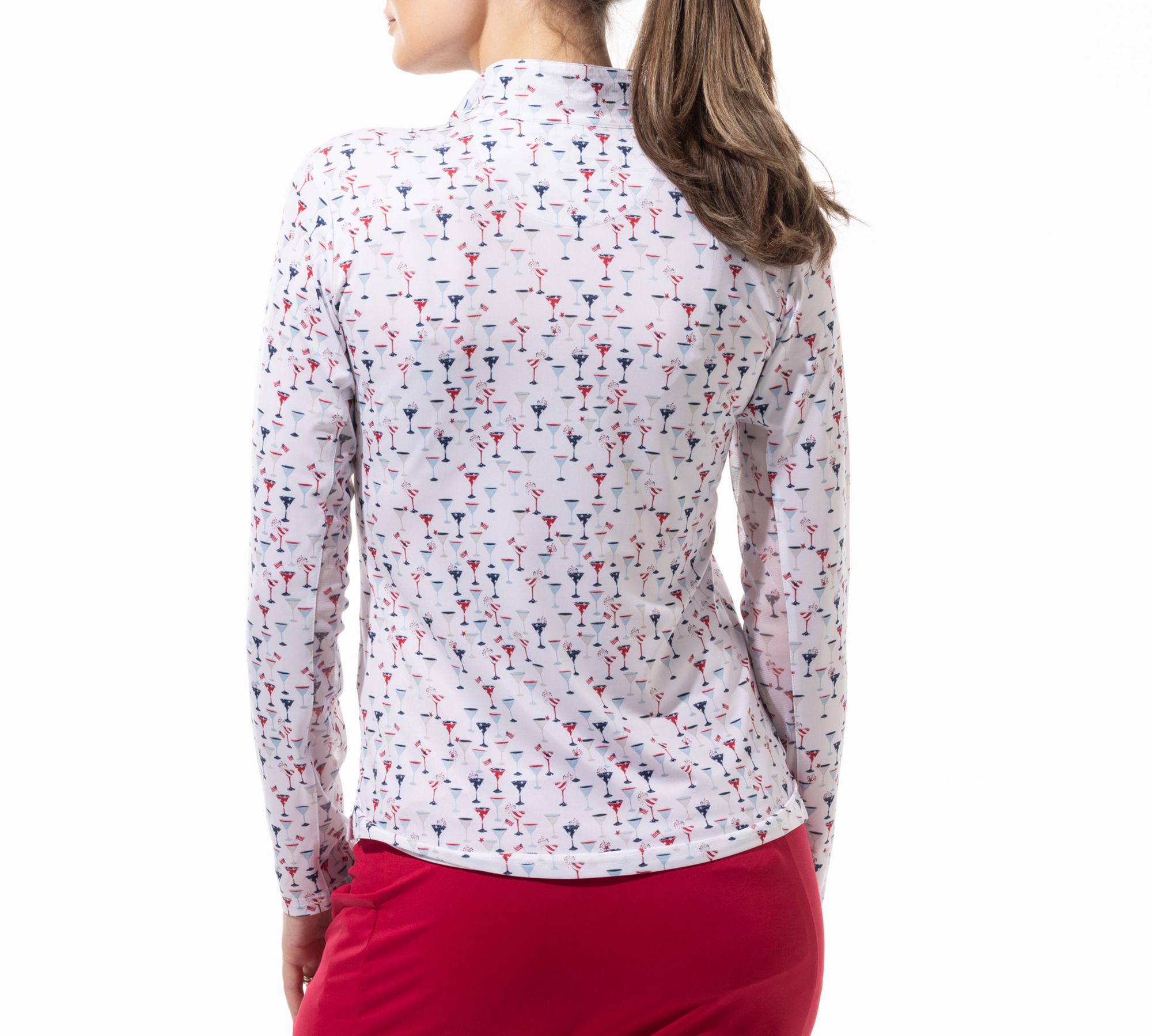 SanSoleil Women's Printed Long Sleeve 1/4 Zip Cooling Golf Pullover product image