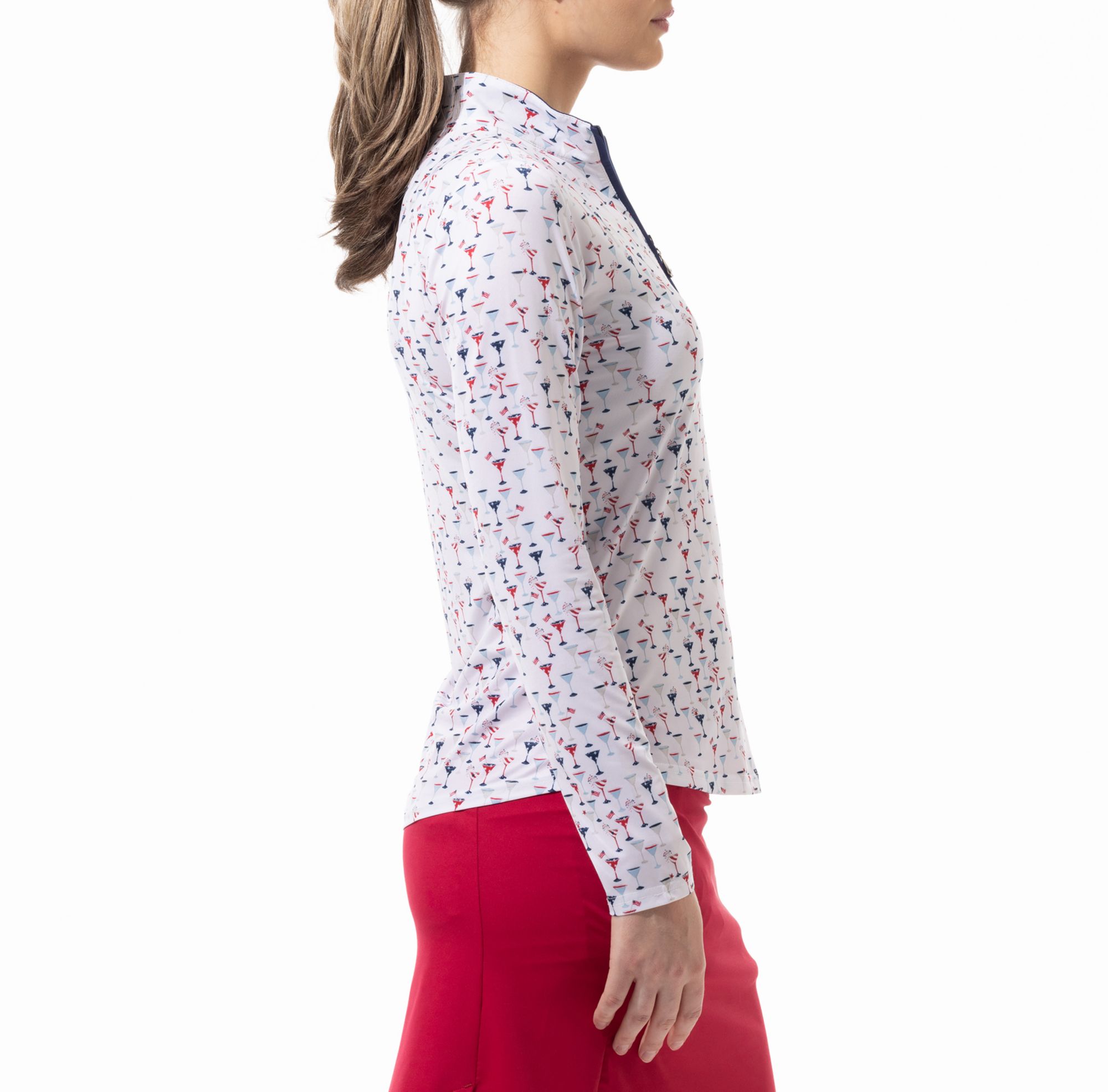 SanSoleil Women's Printed Long Sleeve 1/4 Zip Cooling Golf Pullover product image