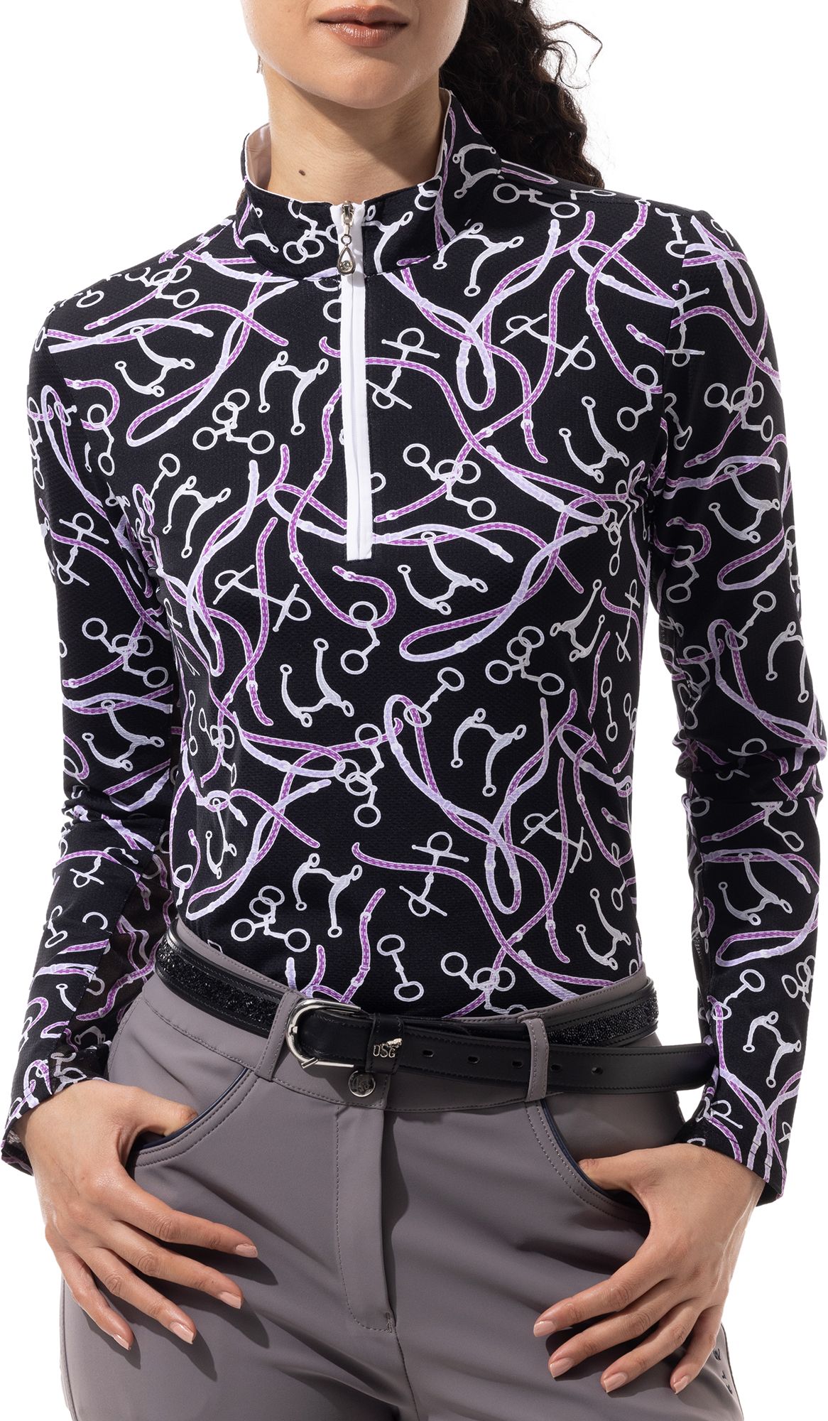 SanSoleil Women's Long Sleeve Printed Mock Neck Shirt product image