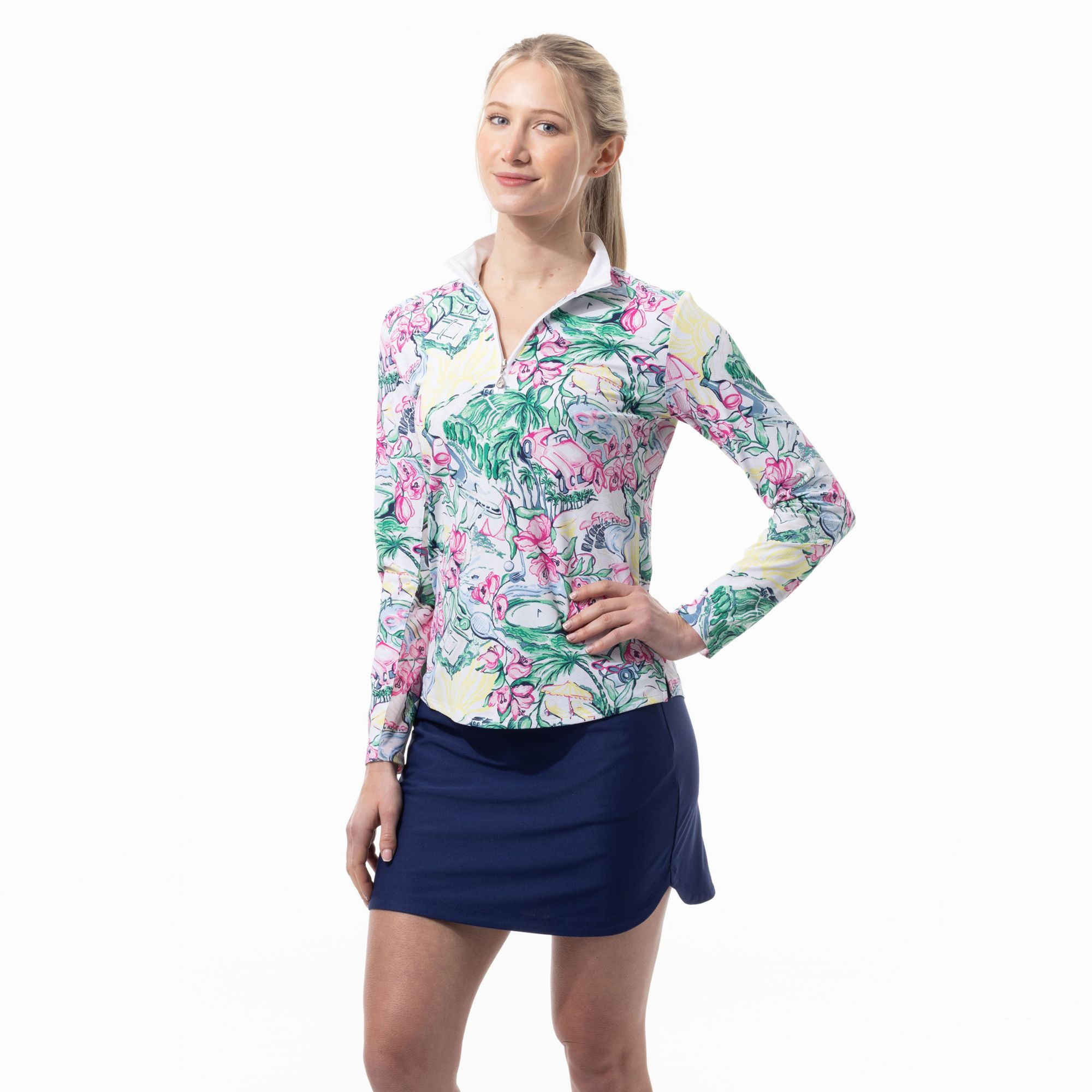 SanSoleil Women's SolTek LUX Long Sleeve Printed Mock Neck Shirt product image