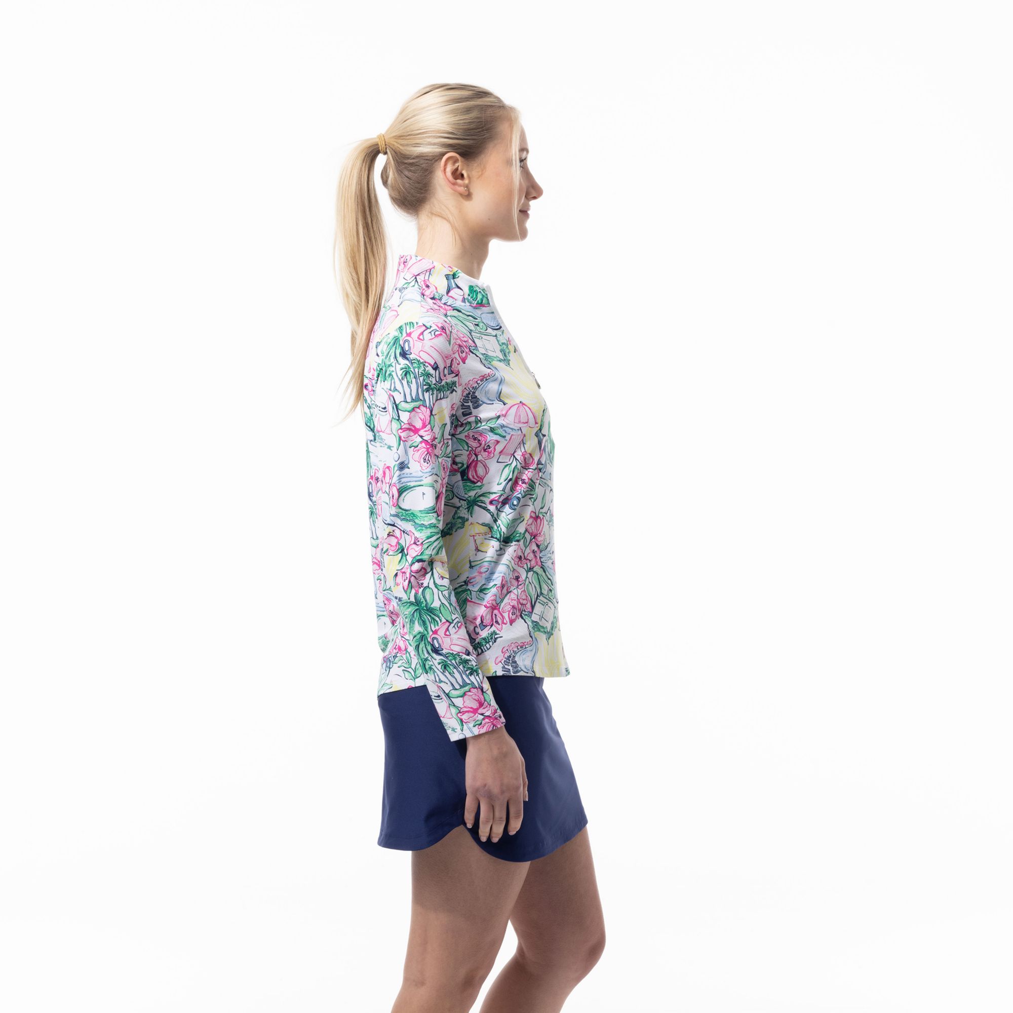 SanSoleil Women's SolTek LUX Long Sleeve Printed Mock Neck Shirt product image