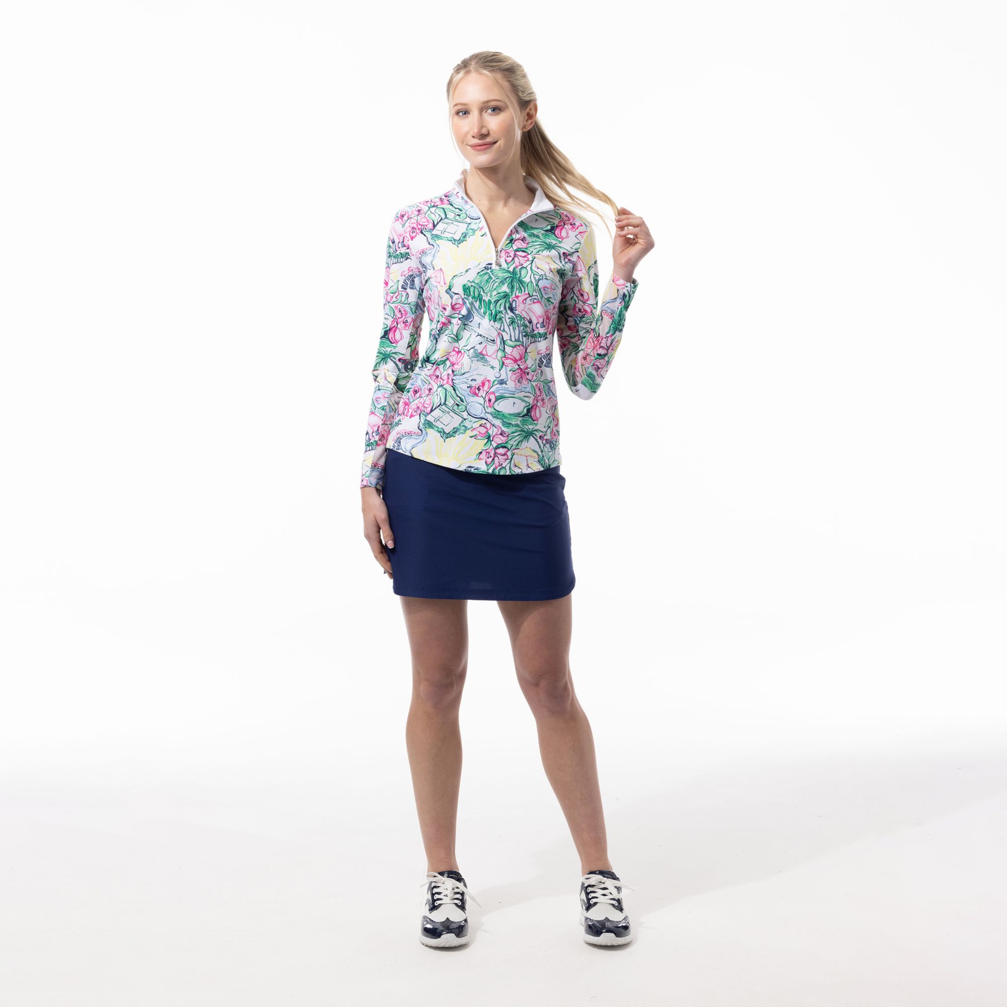 SanSoleil Women's SolTek LUX Long Sleeve Printed Mock Neck Shirt product image