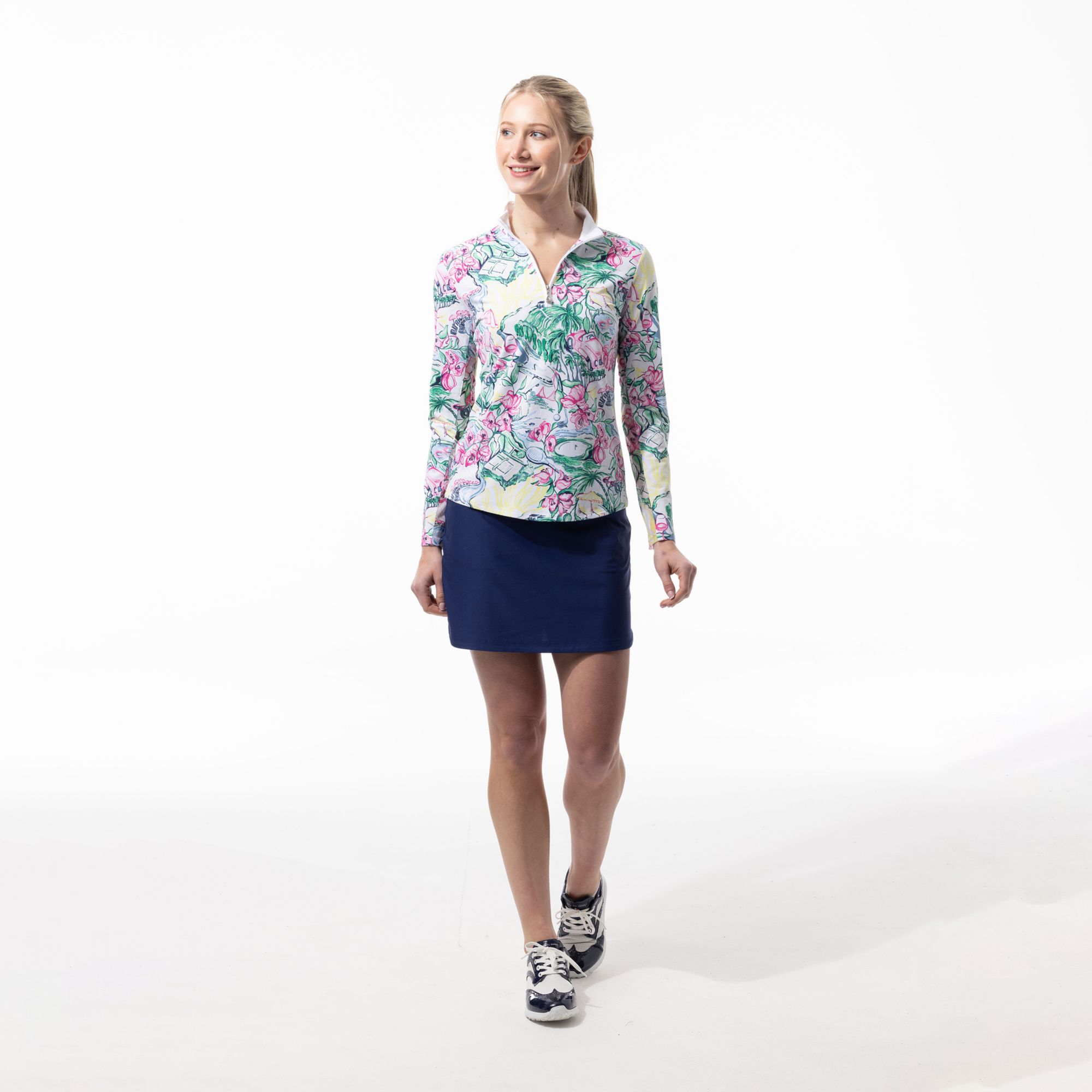 SanSoleil Women's SolTek LUX Long Sleeve Printed Mock Neck Shirt product image