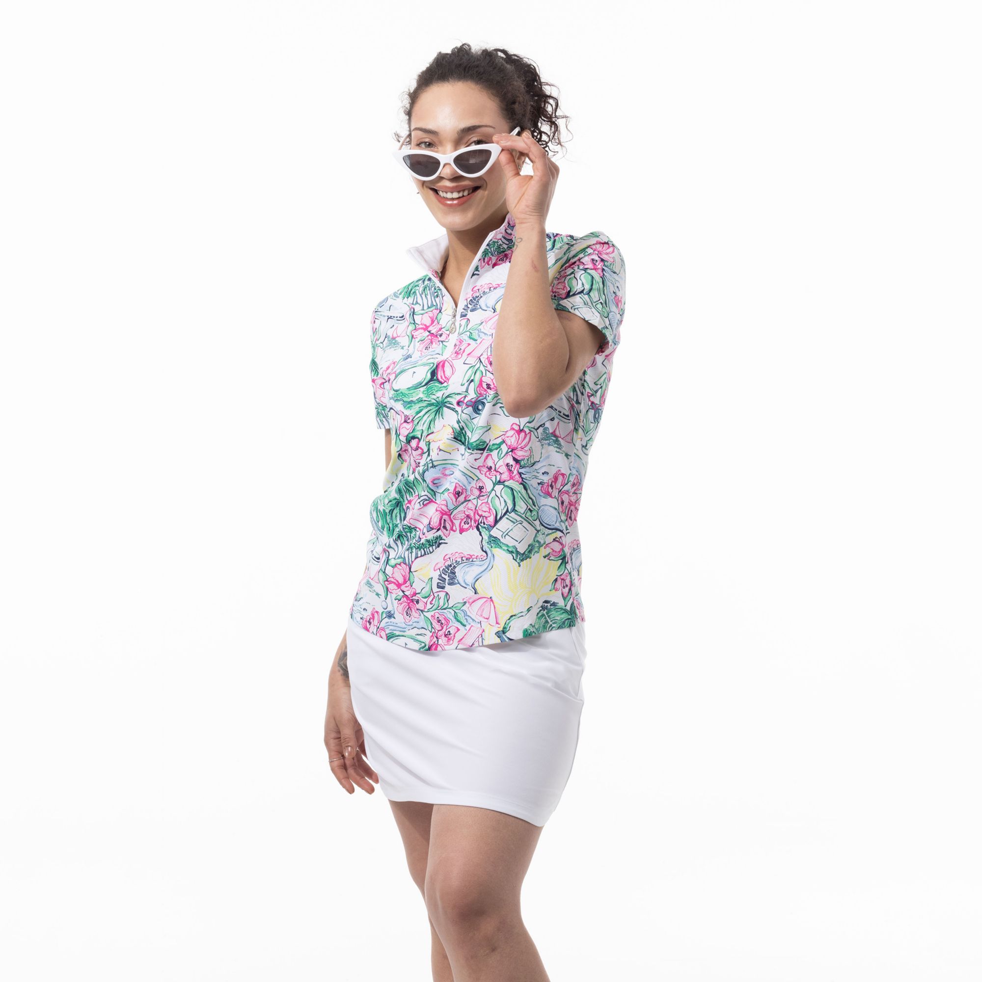 SanSoleil Women's SolTek LUX Mock Neck Short Sleeve Golf Polo product image